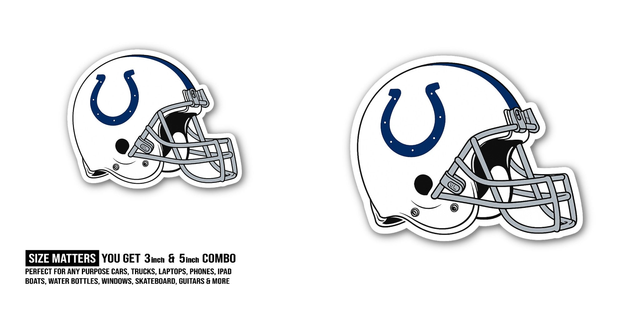 White & Blue Cute Helmet Sticker, Waterproof Vinyl Decal Sticker Indoor Or Outdoor 2 (Pieces) 3" and 5"