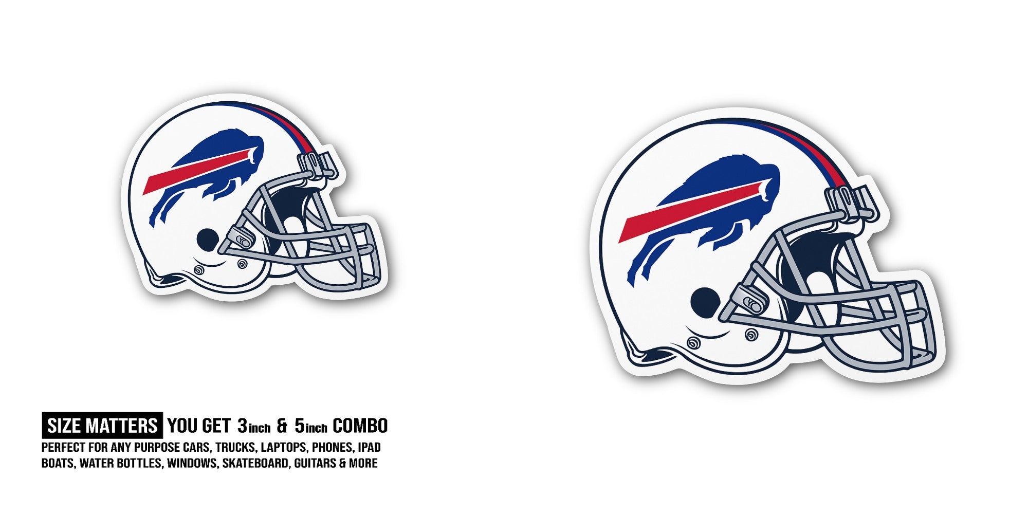 Small White & Blue Helmet Sticker, Waterproof Vinyl Decal Sticker Indoor Or Outdoor 2 (Pieces) 3" and 5"