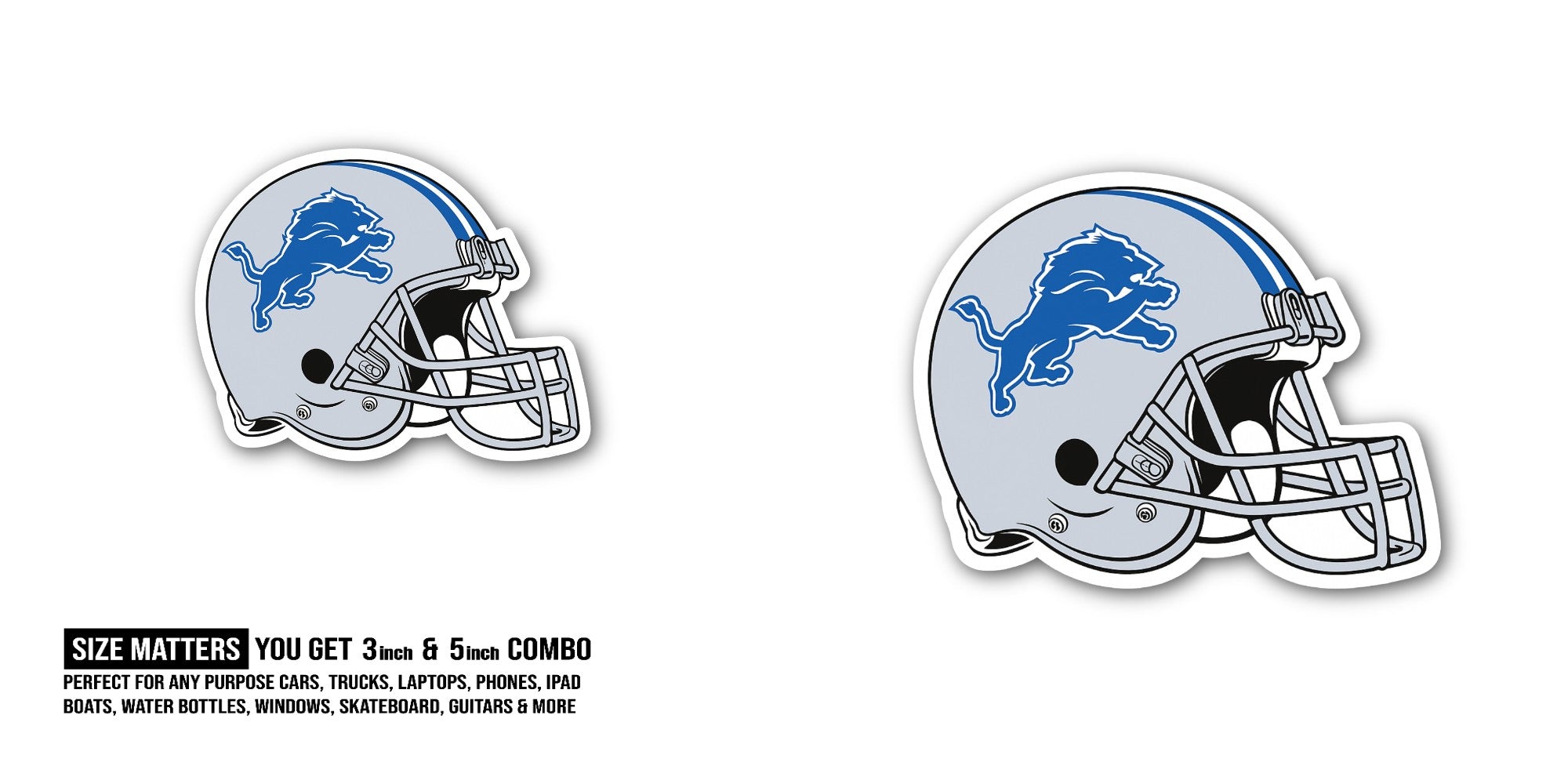 White & Blue Helmet Sticker, Waterproof Vinyl Decal Sticker Indoor Or Outdoor 2 (Pieces) 3" and 5"