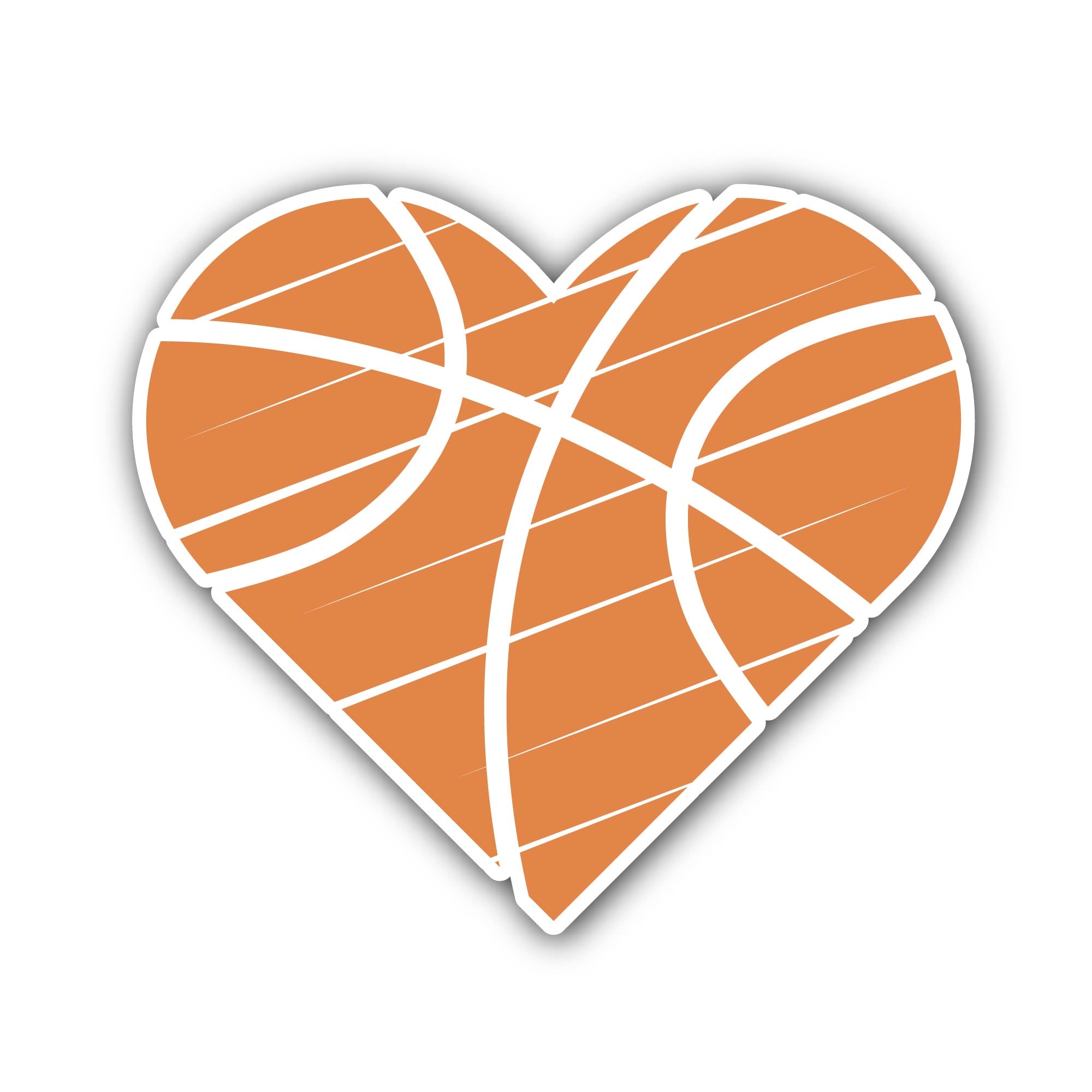 Orange Basketball Heart Sticker, Waterproof Vinyl Decal Sticker Indoor Or Outdoor 2 (Pieces) 3" and 5"