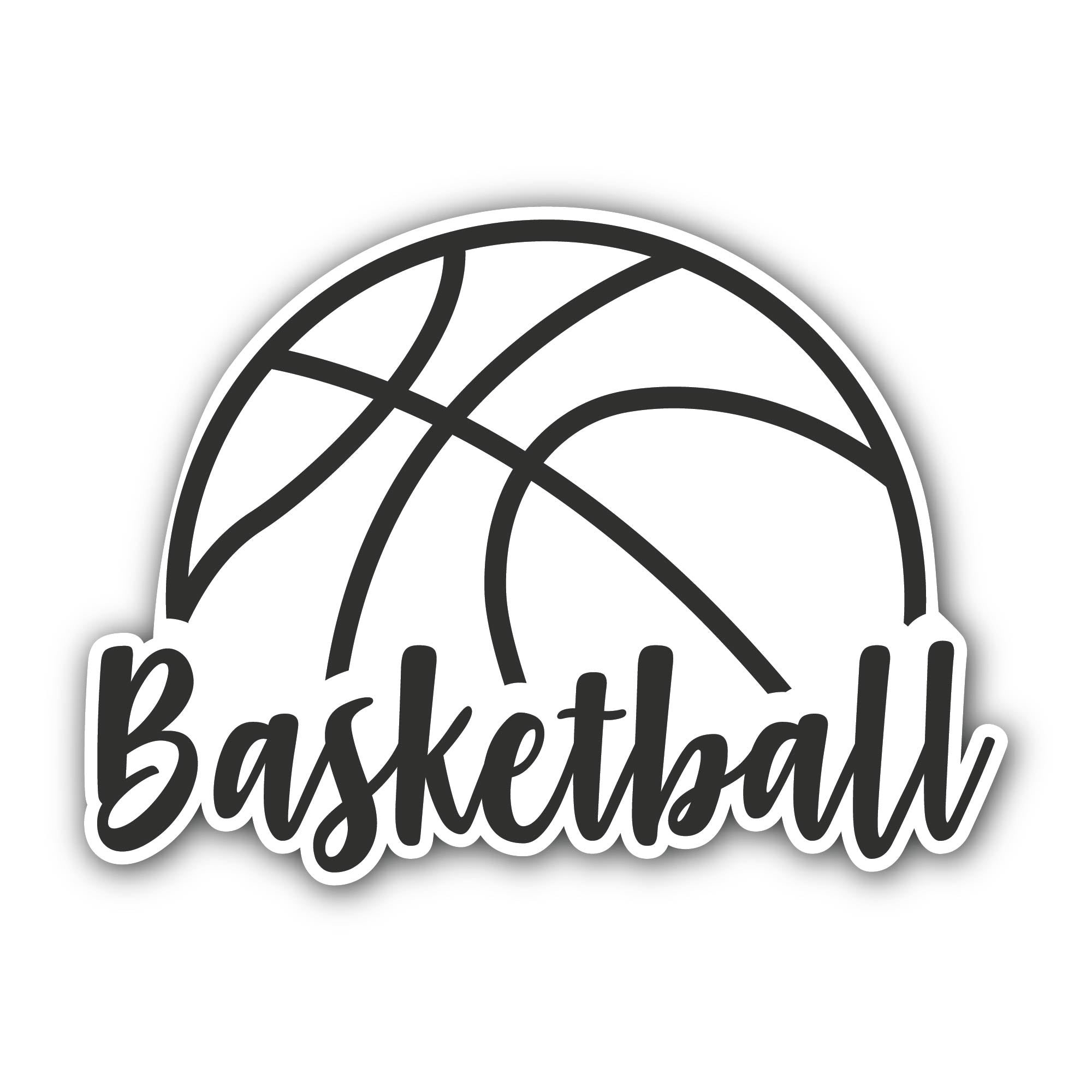 Basketball Black outline Sticker, Waterproof Vinyl Decal Sticker Indoor Or Outdoor 2 (Pieces) 3" and 5"