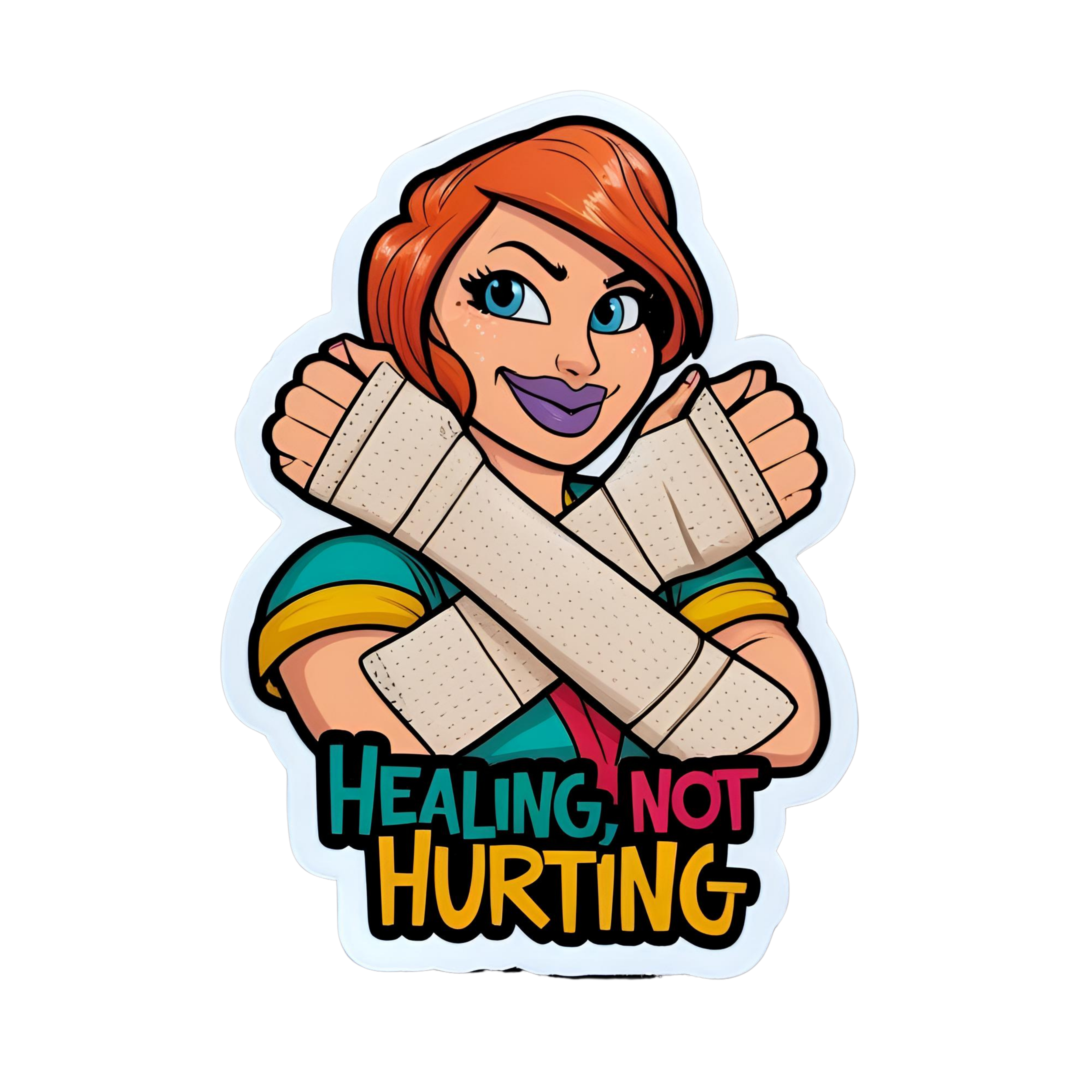 Healing ,Not Hurting - Aesthetic Vinyl Sticker – Waterproof Quote Decal Sticker for Laptop, Water Bo