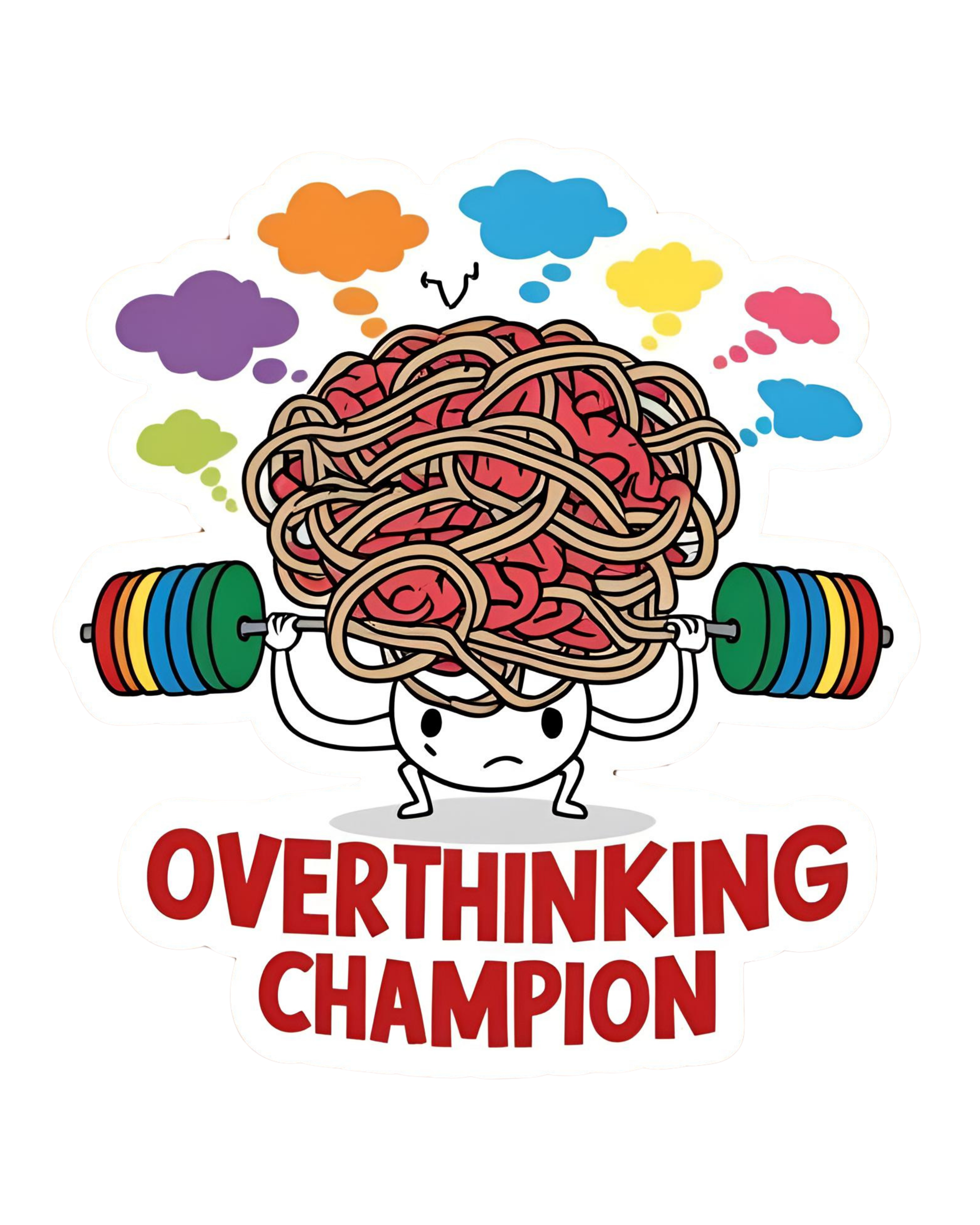 Overthinking Champion - Aesthetic Vinyl Sticker – Waterproof Quote Decal Sticker for Laptop, Water B