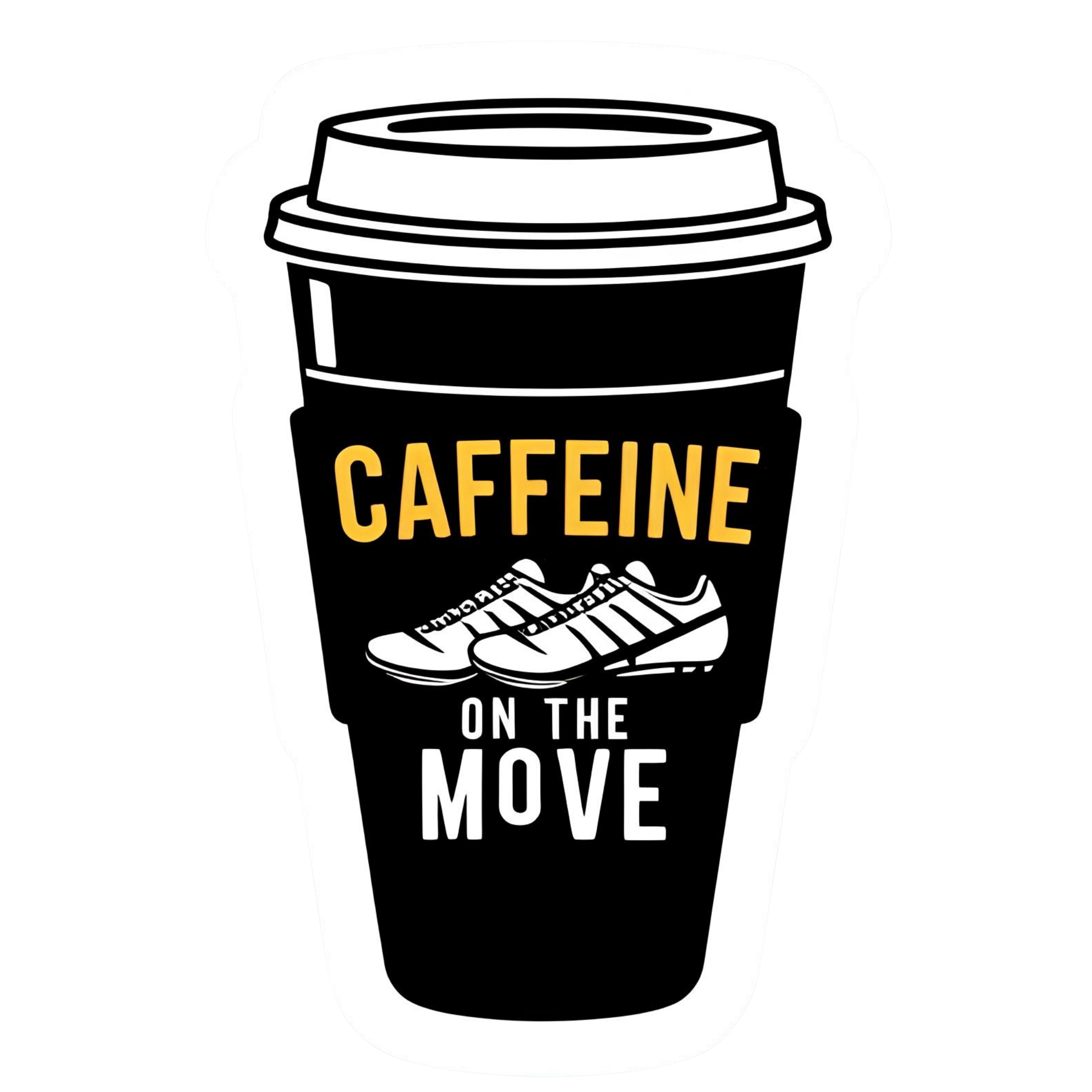 Caffeine On The Move - Aesthetic Vinyl Sticker – Waterproof Quote Decal Sticker for Laptop, Water Bo