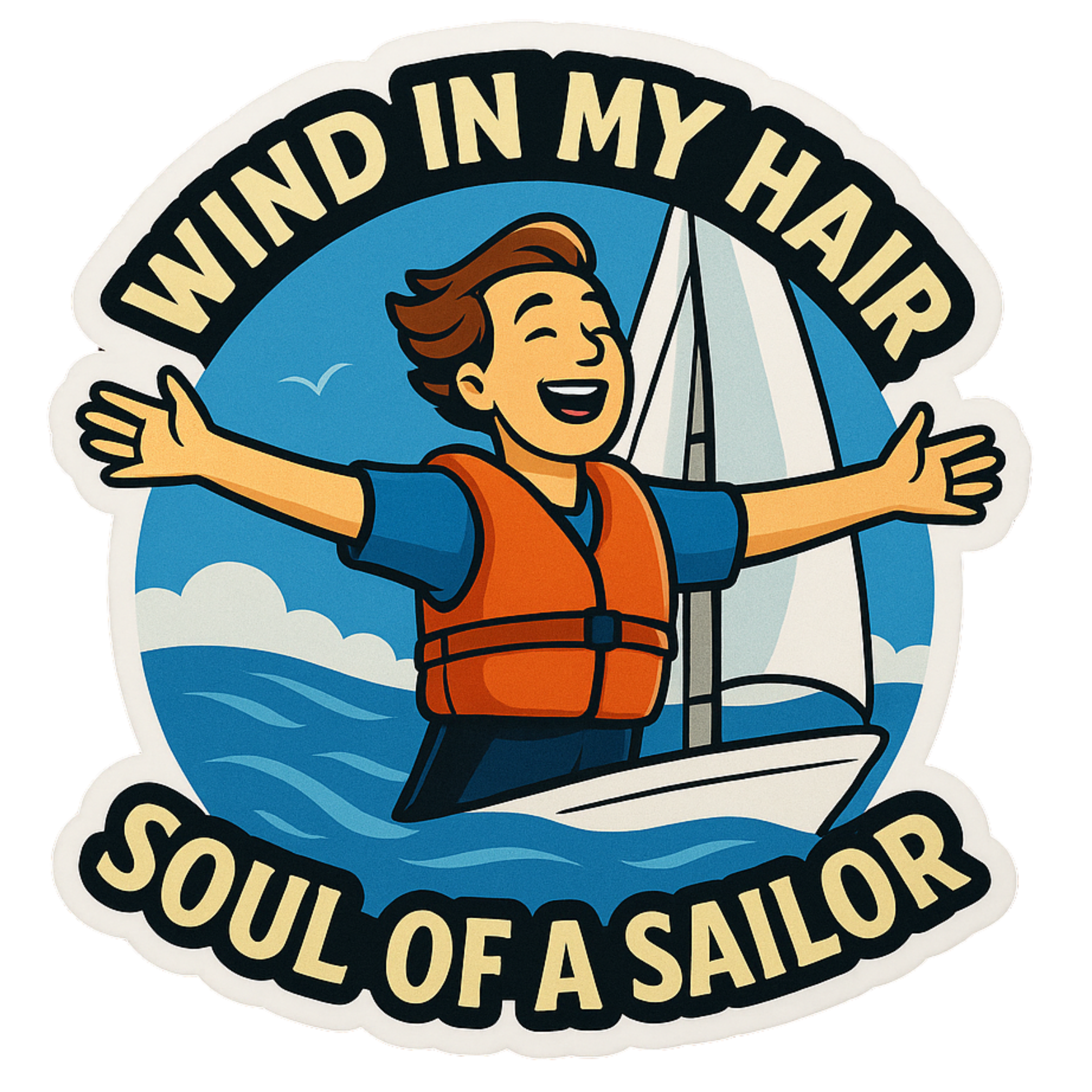 Wind In My Hair Soul Of A Sailor - Aesthetic Vinyl Sticker – Waterproof Quote Decal Sticker for Lapt