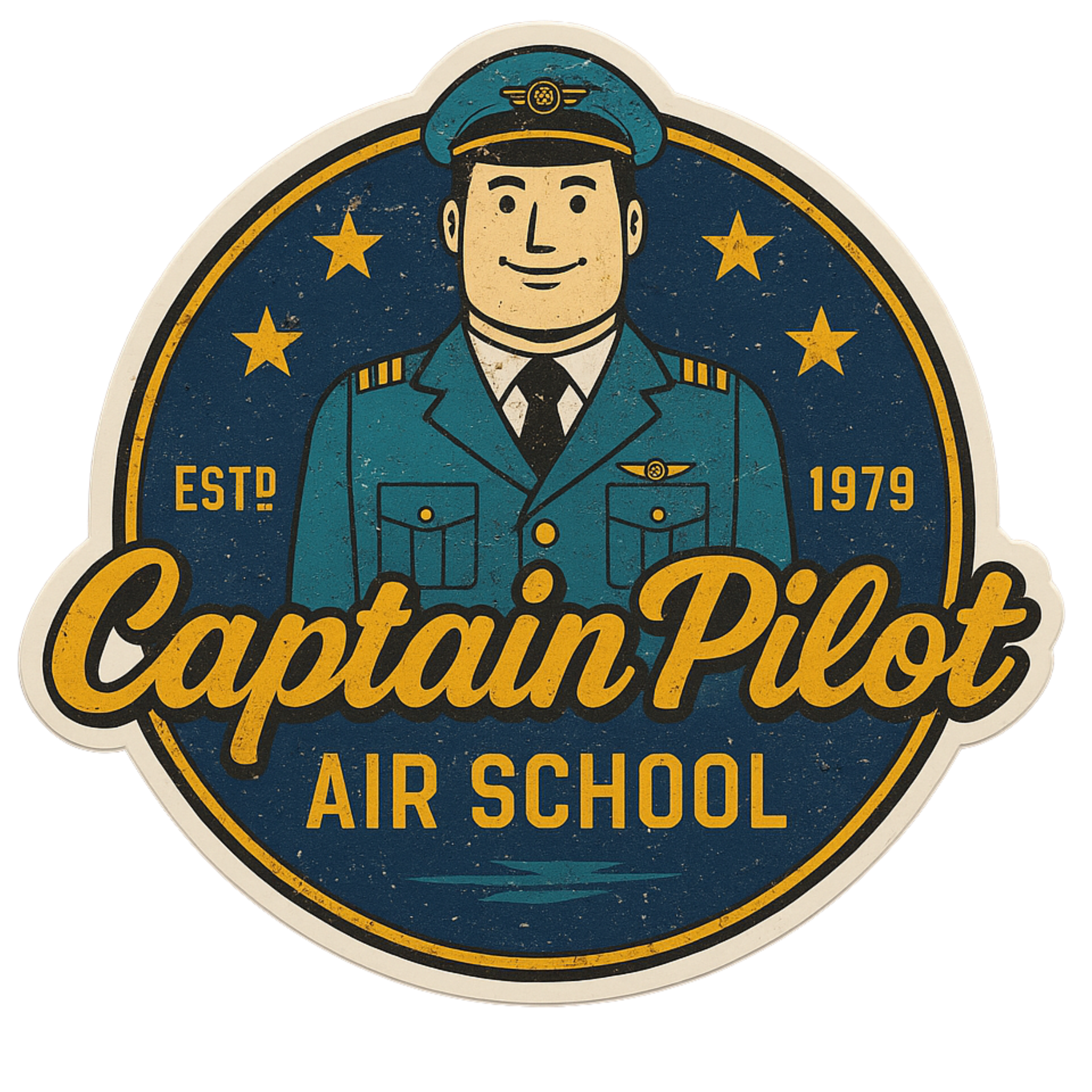 Captain Pilot Air School - Aesthetic Vinyl Sticker – Waterproof Quote Decal Sticker for Laptop, Wate