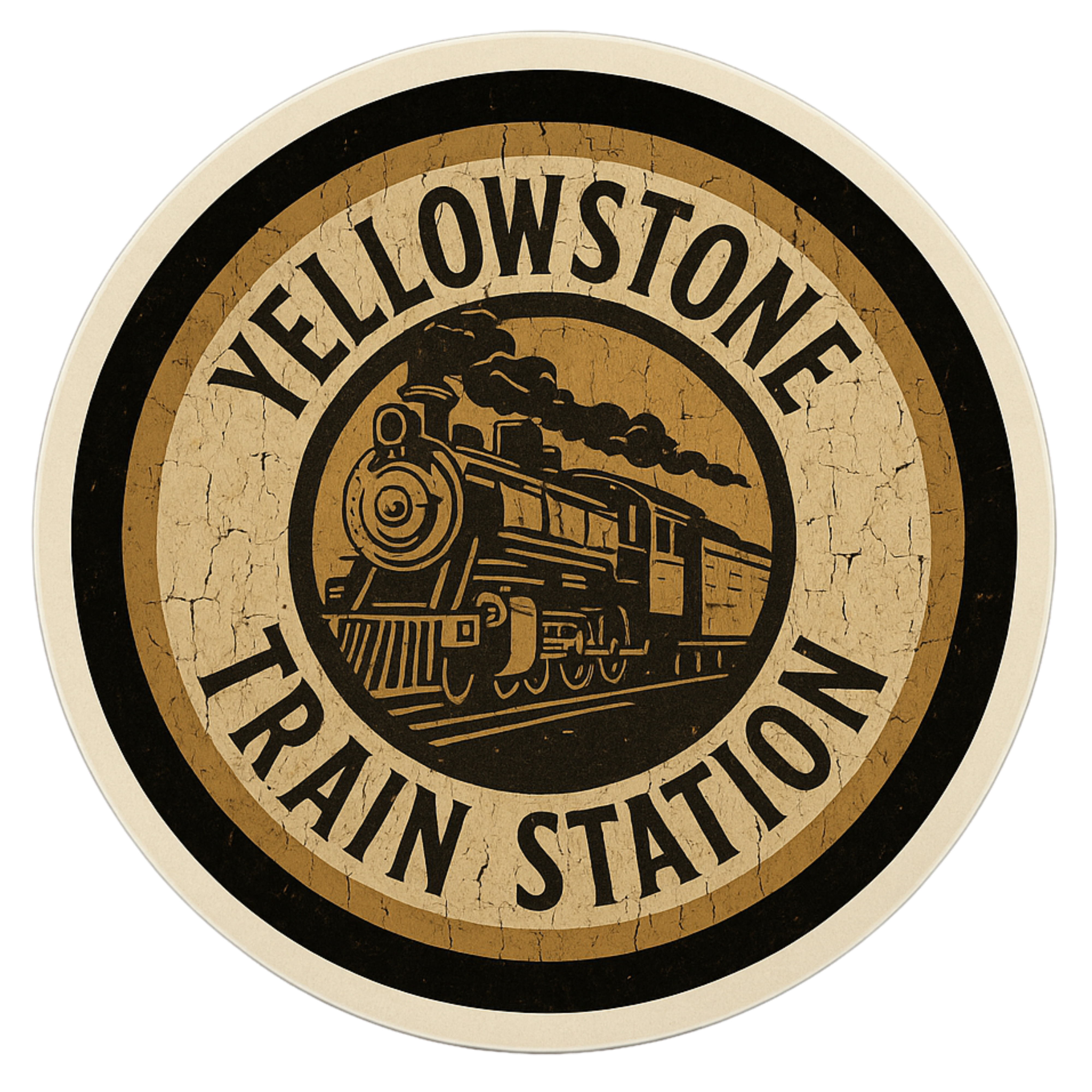 Yellow Stone Train Station - Aesthetic Vinyl Sticker – Waterproof Quote Decal Sticker for Laptop, Wa