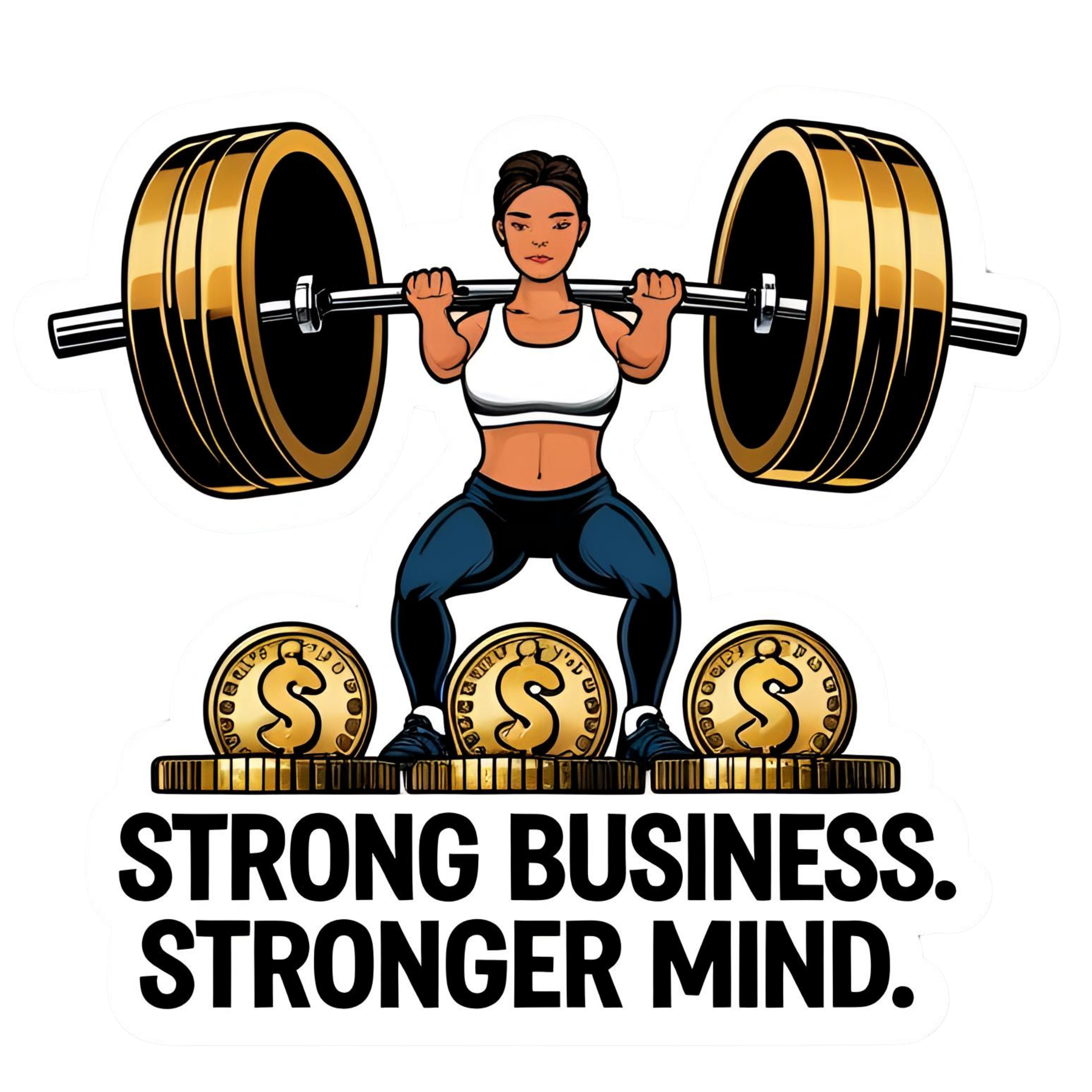 Strong Business.Stronger Mind. - Aesthetic Vinyl Sticker – Waterproof Quote Decal Sticker for Laptop