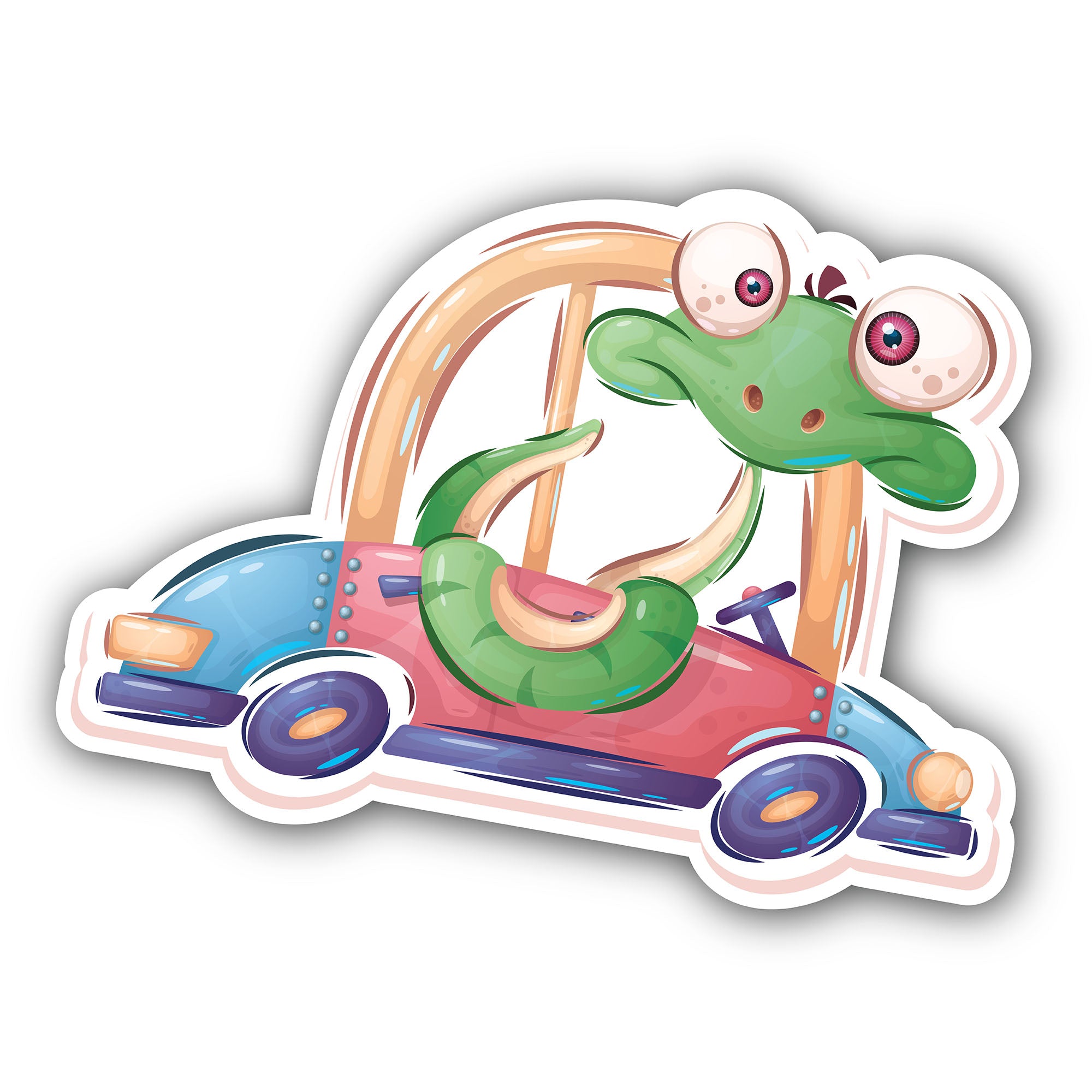 Crazy Snake Drive Taxi Sticker, Waterproof Vinyl Decal Sticker Indoor Or Outdoor 2 (Pieces) 3" and 5"