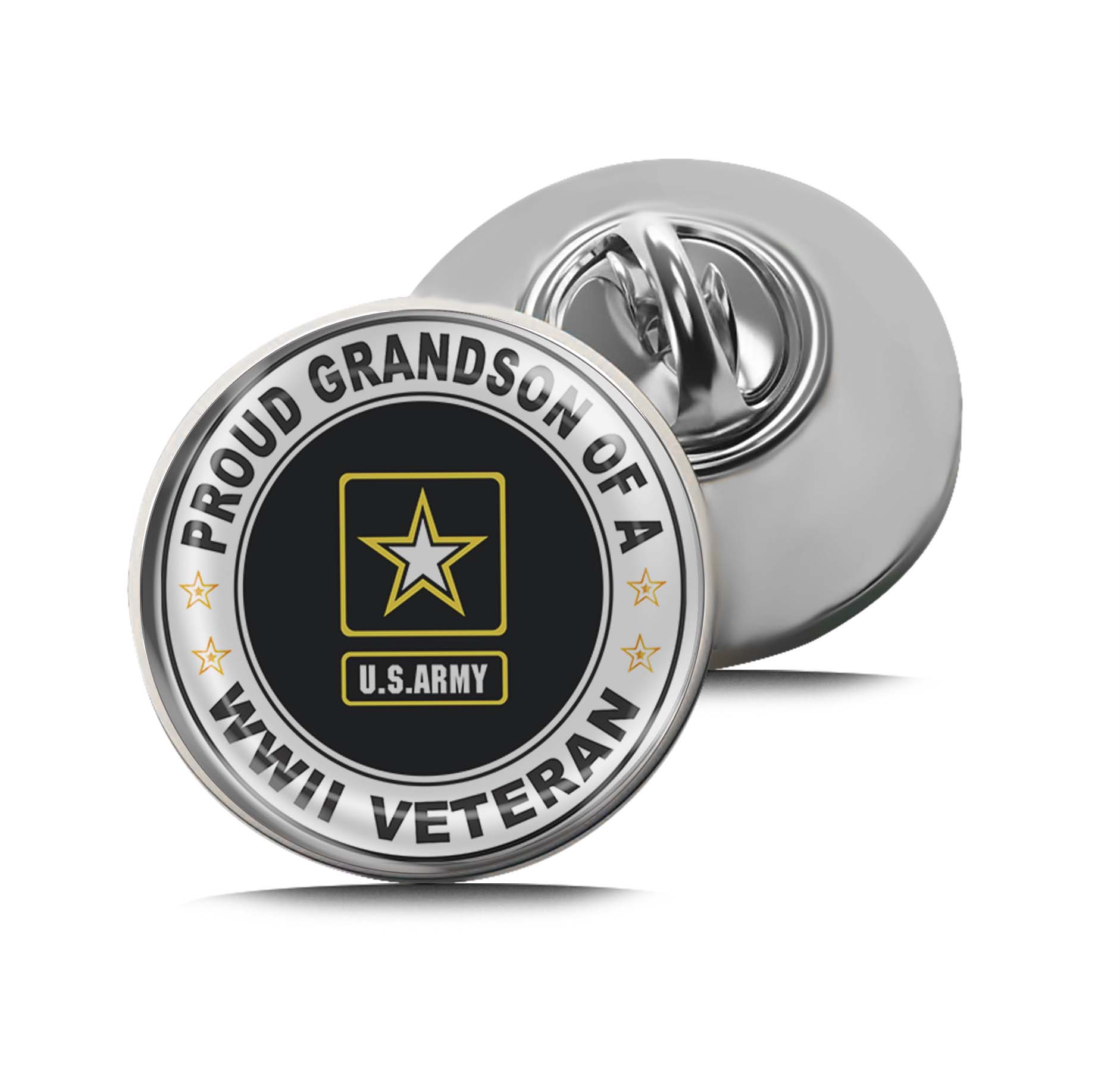 Proud Grandson of a U.S. Army World War II Veteran Limited Edition Lapel Pin Exclusive Metal Brooch Badge Accessories For Backpack, Clothes, Hats | Cute Gifts and Collectibles