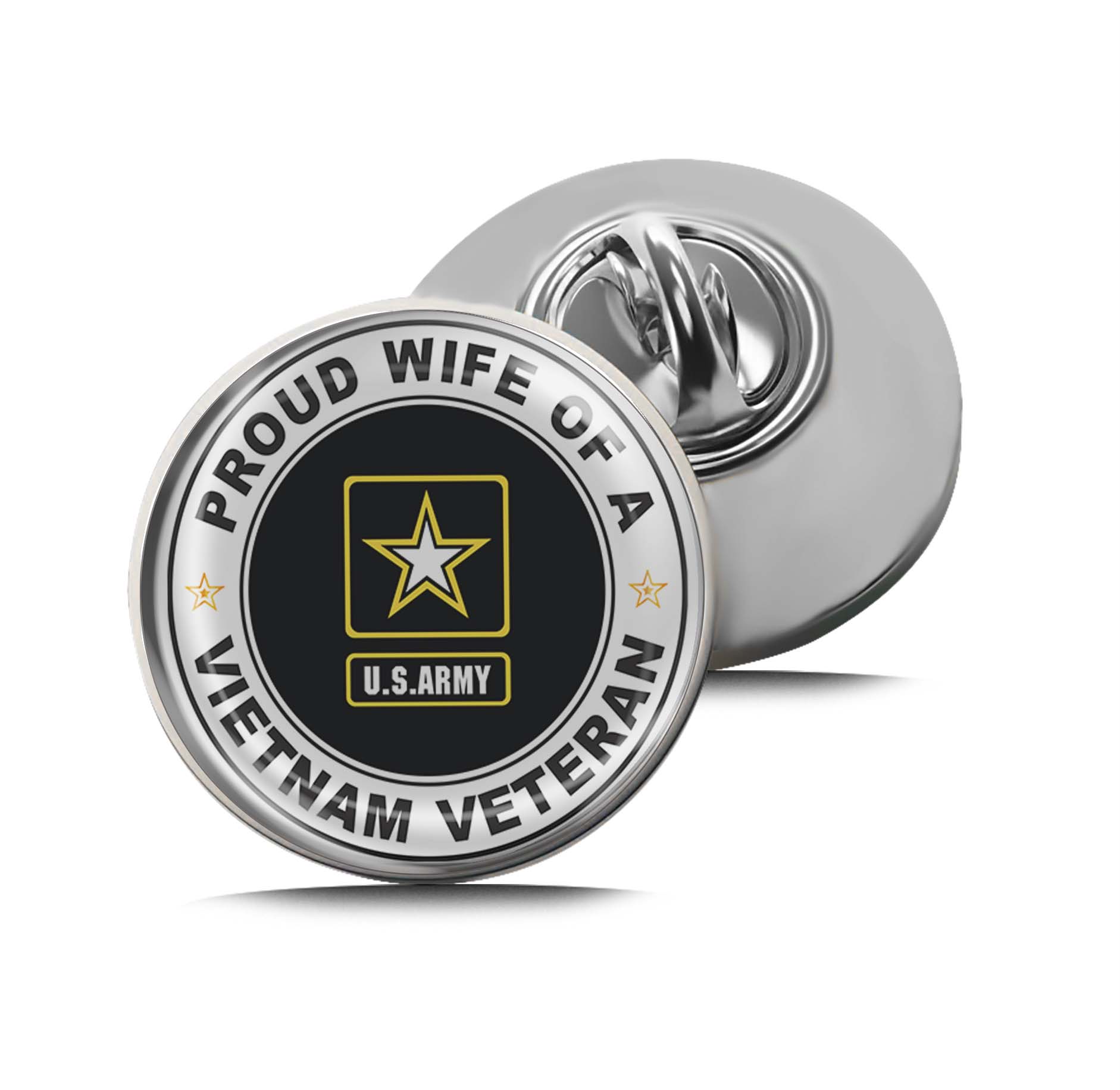 U.S. Army Proud Wife of a Vietnam Veteran Limited Edition Lapel Pin Exclusive Metal Brooch Badge Accessories For Backpack, Clothes, Hats | Cute Gifts and Collectibles