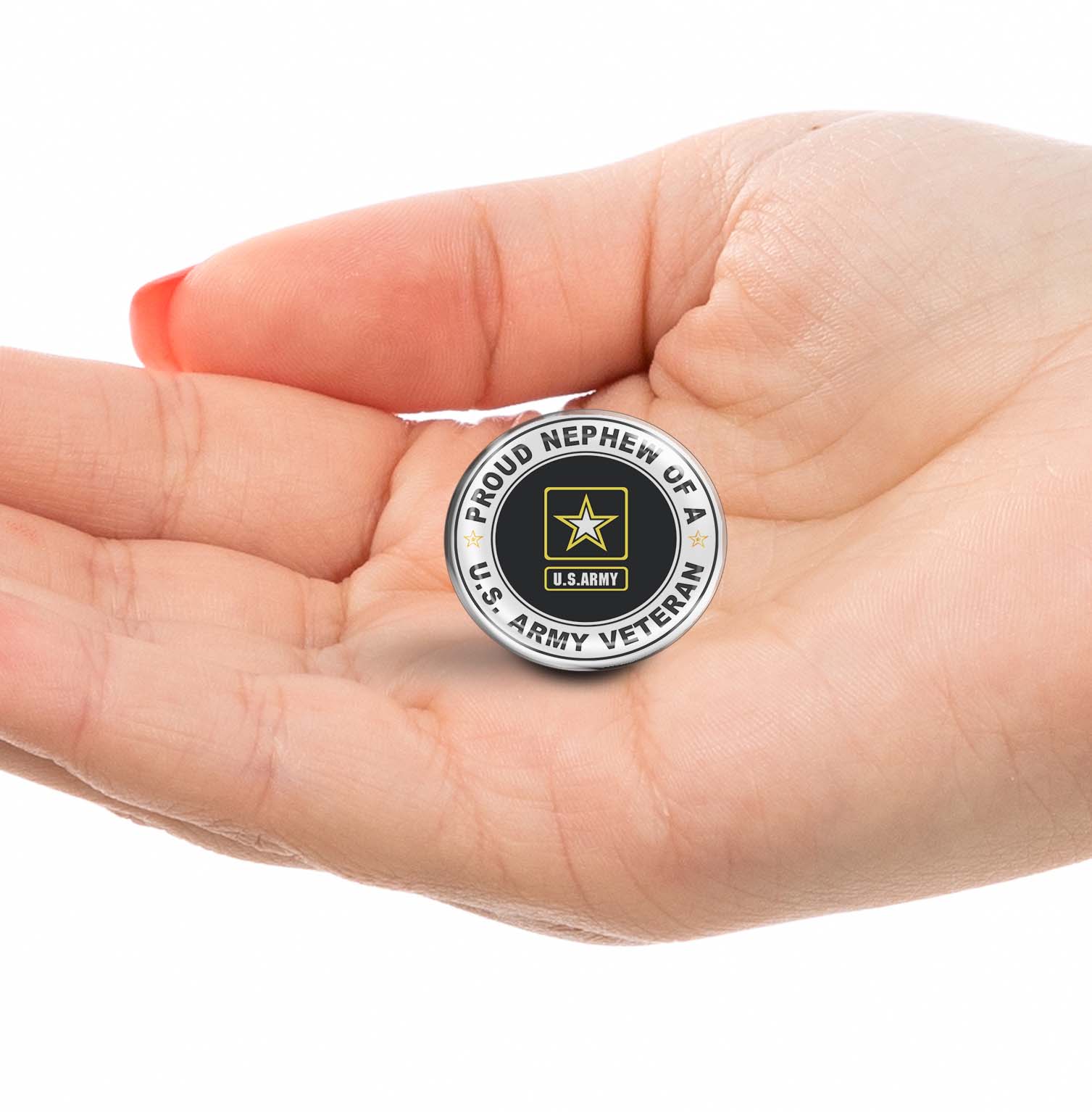 U.S. Army Veteran Proud Nephew Limited Edition Lapel Pin Exclusive Metal Brooch Badge Accessories For Backpack, Clothes, Hats | Cute Gifts and Collectibles