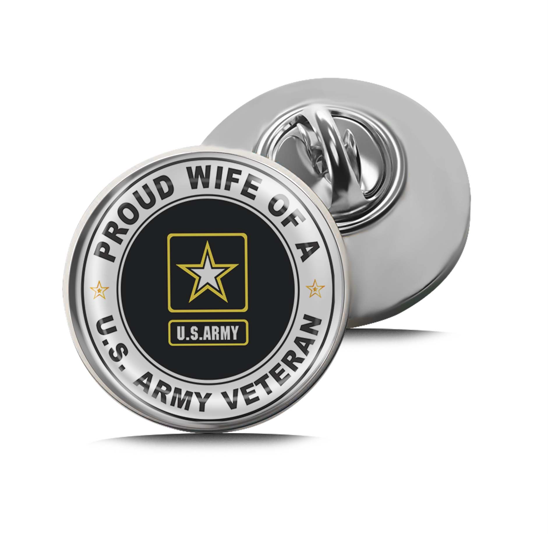 U.S. Army Veteran Proud Wife Limited Edition Lapel Pin Exclusive Metal Brooch Badge Accessories For Backpack, Clothes, Hats | Cute Gifts and Collectibles
