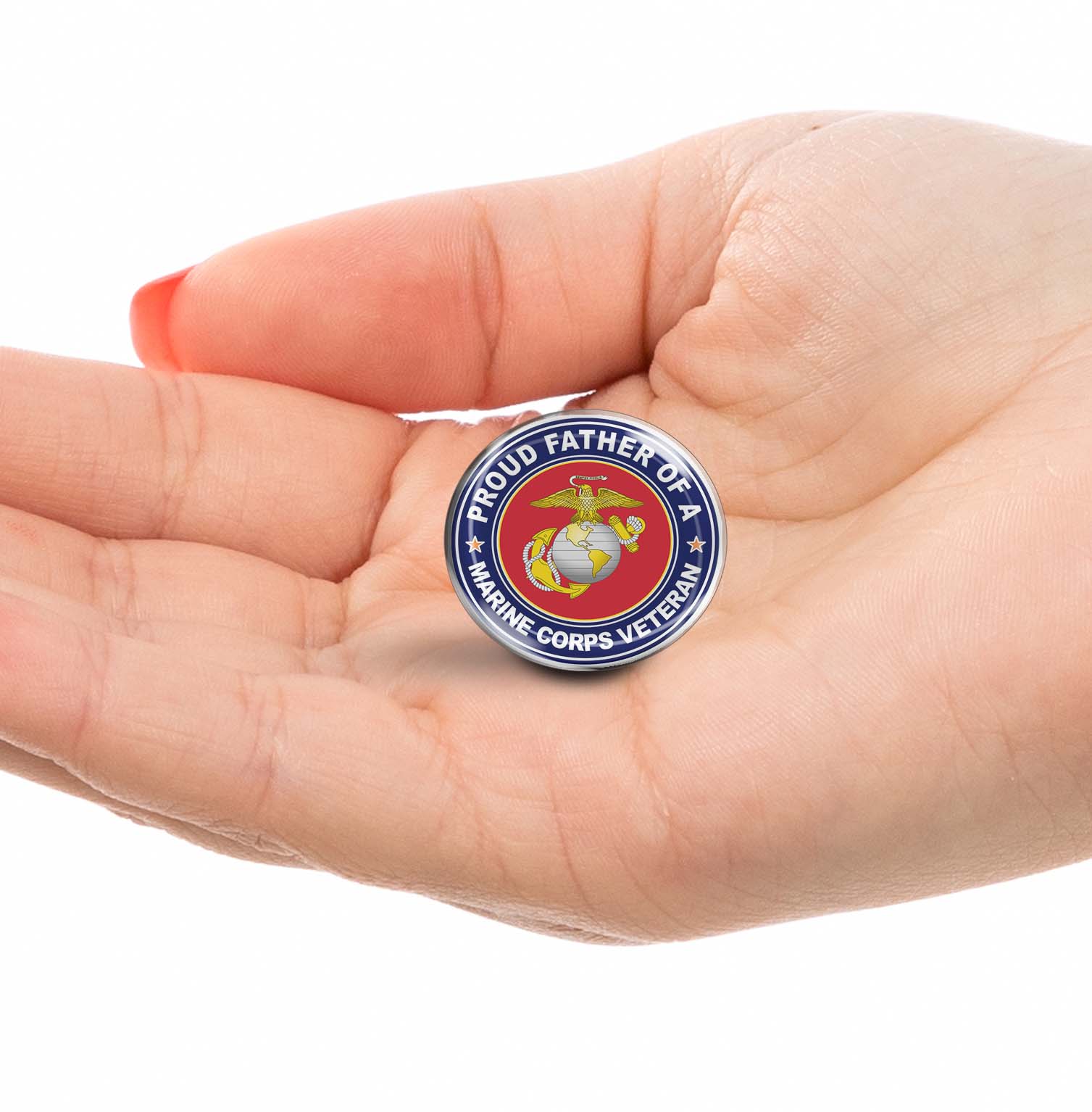 U.S. Marine Corps Veteran Proud Father Limited Edition Lapel Pin Exclusive Metal Brooch Badge Accessories For Backpack, Clothes, Hats | Cute Gifts and Collectibles