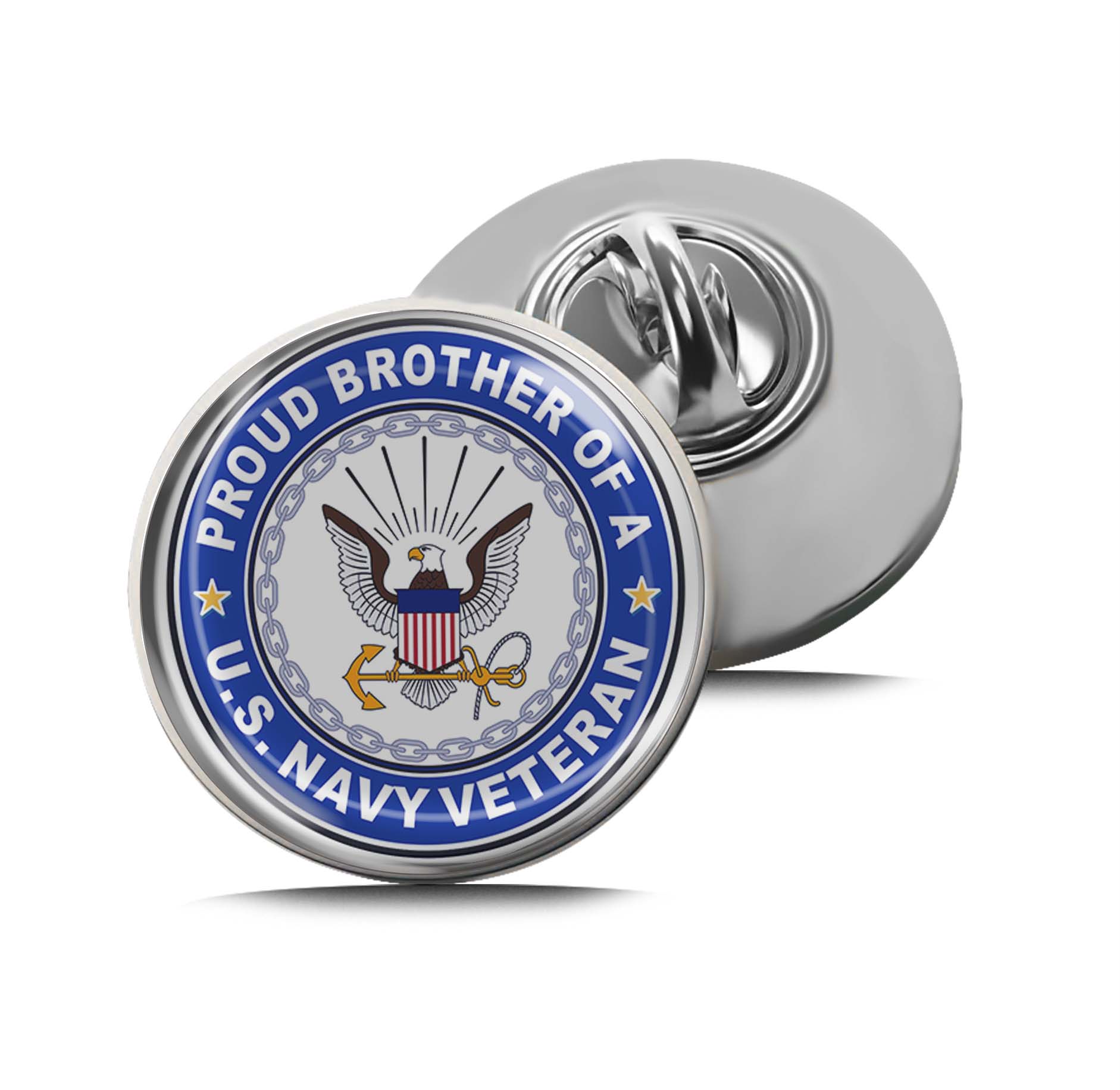 U.S. Navy Veteran Proud Brother Limited Edition Lapel Pin Exclusive Metal Brooch Badge Accessories For Backpack, Clothes, Hats | Cute Gifts and Collectibles