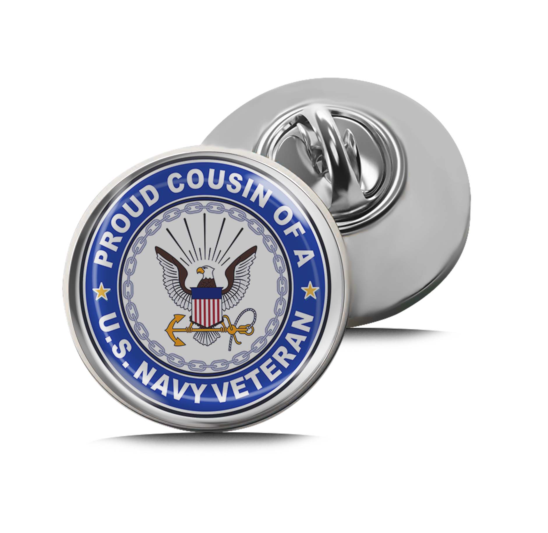 U.S. Navy Veteran Proud Cousin Limited Edition Lapel Pin Exclusive Metal Brooch Badge Accessories For Backpack, Clothes, Hats | Cute Gifts and Collectibles