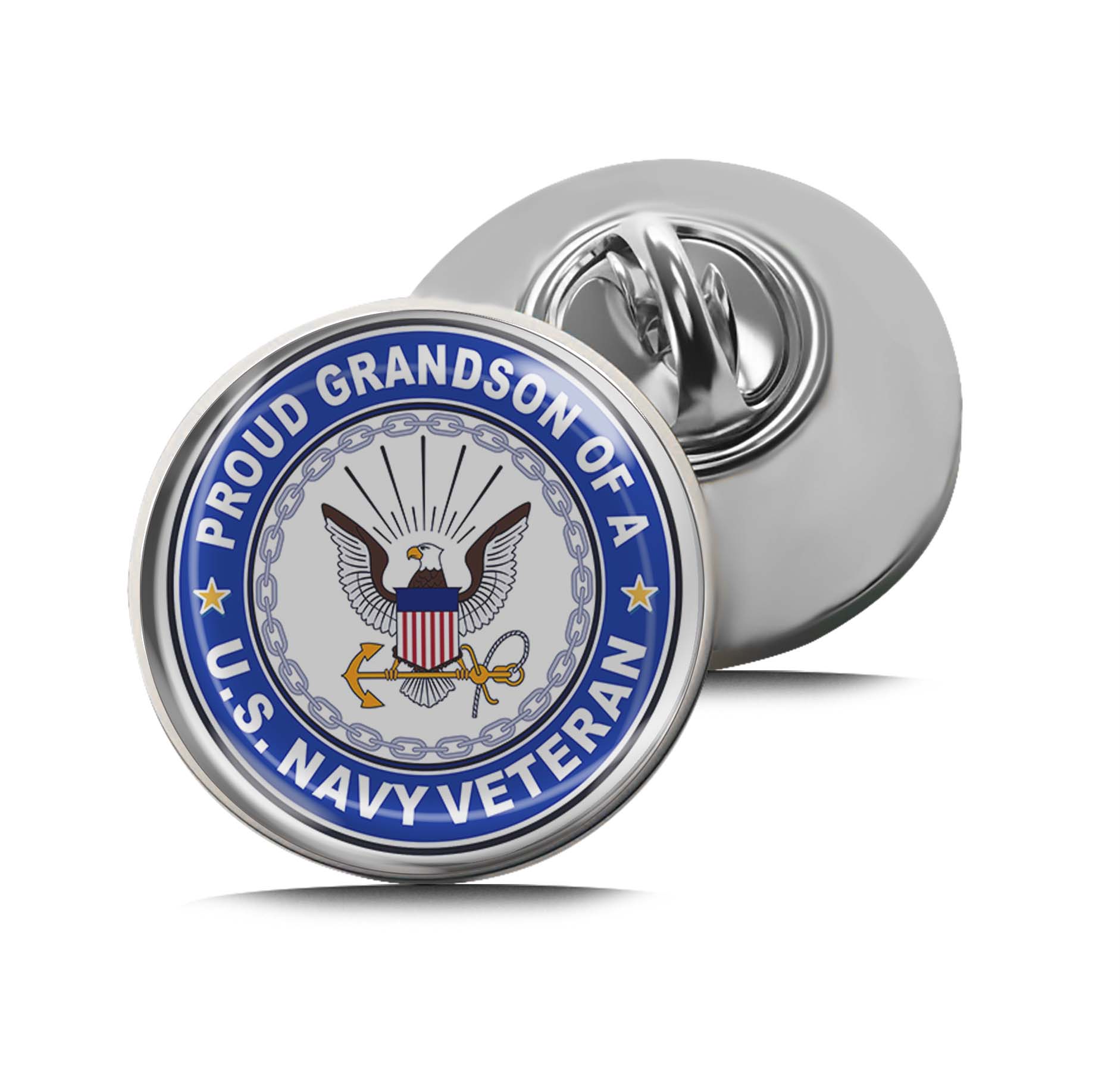 U.S. Navy Veteran Proud Grandson Limited Edition Lapel Pin Exclusive Metal Brooch Badge Accessories For Backpack, Clothes, Hats | Cute Gifts and Collectibles