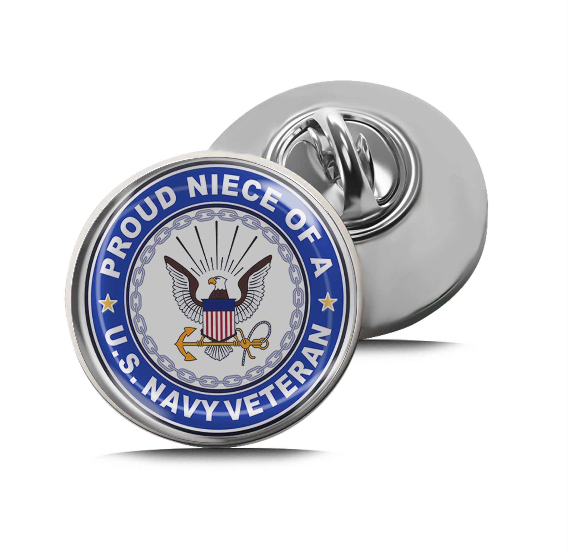 U.S. Navy Veteran Proud Niece Limited Edition Lapel Pin Exclusive Metal Brooch Badge Accessories For Backpack, Clothes, Hats | Cute Gifts and Collectibles