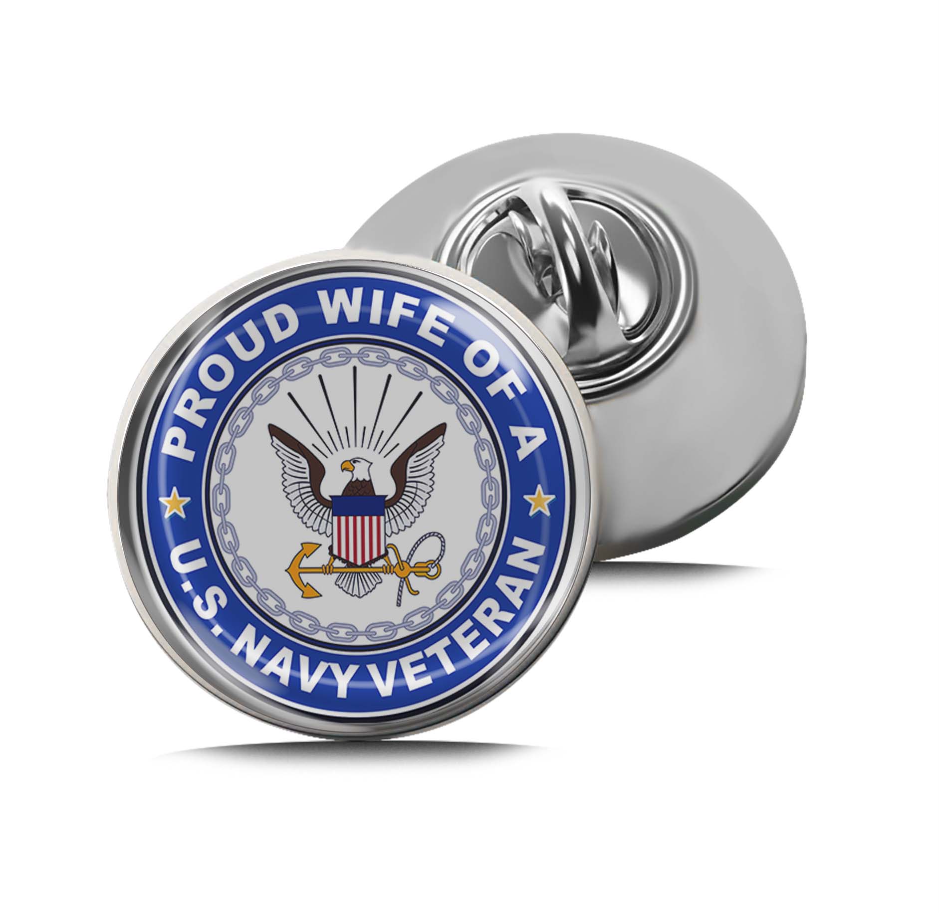 U.S. Navy Veteran Proud Wife Limited Edition Lapel Pin Exclusive Metal Brooch Badge Accessories For Backpack, Clothes, Hats | Cute Gifts and Collectibles