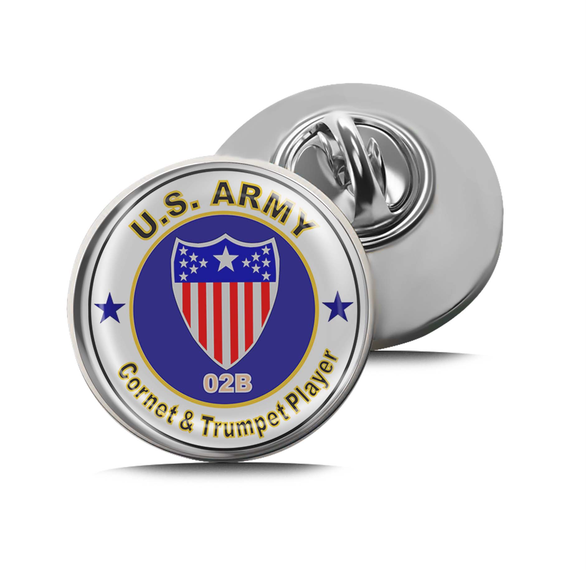 U.S. Army MOS 02B Coronet & Trumpet Player Limited Edition Lapel Pin Exclusive Metal Brooch Badge Accessories For Backpack, Clothes, Hats | Cute Gifts and Collectibles