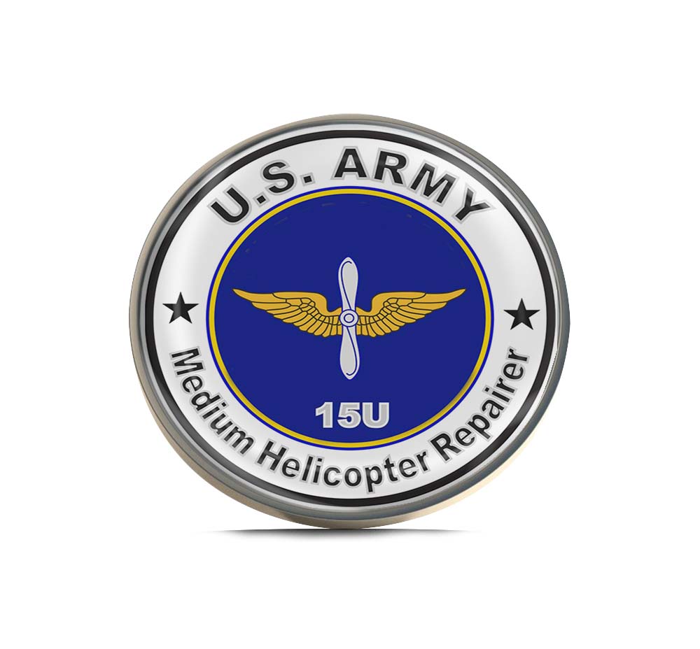 U.S. Army MOS 15U Medium Helicopter Repairer Limited Edition Lapel Pin Exclusive Metal Brooch Badge Accessories For Backpack, Clothes, Hats | Cute Gifts and Collectibles