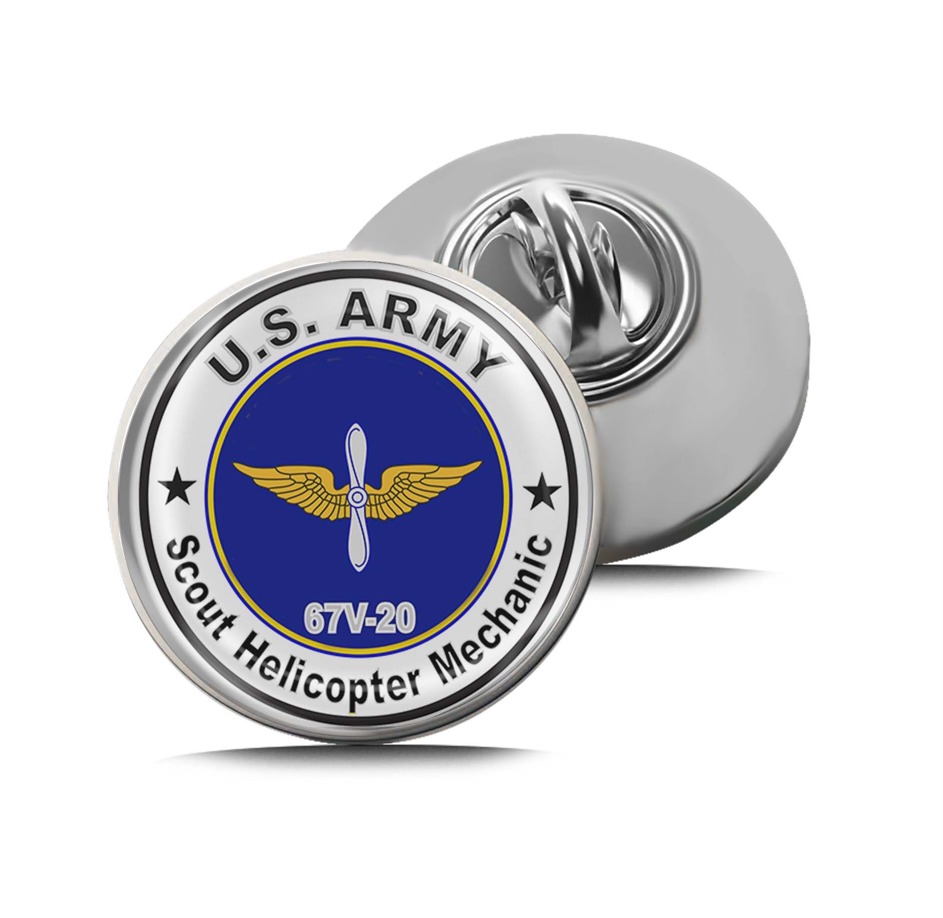 U.S. Army MOS 67V20 Scout Helicopter Mechanic Limited Edition Lapel Pin Exclusive Metal Brooch Badge Accessories For Backpack, Clothes, Hats | Cute Gifts and Collectibles