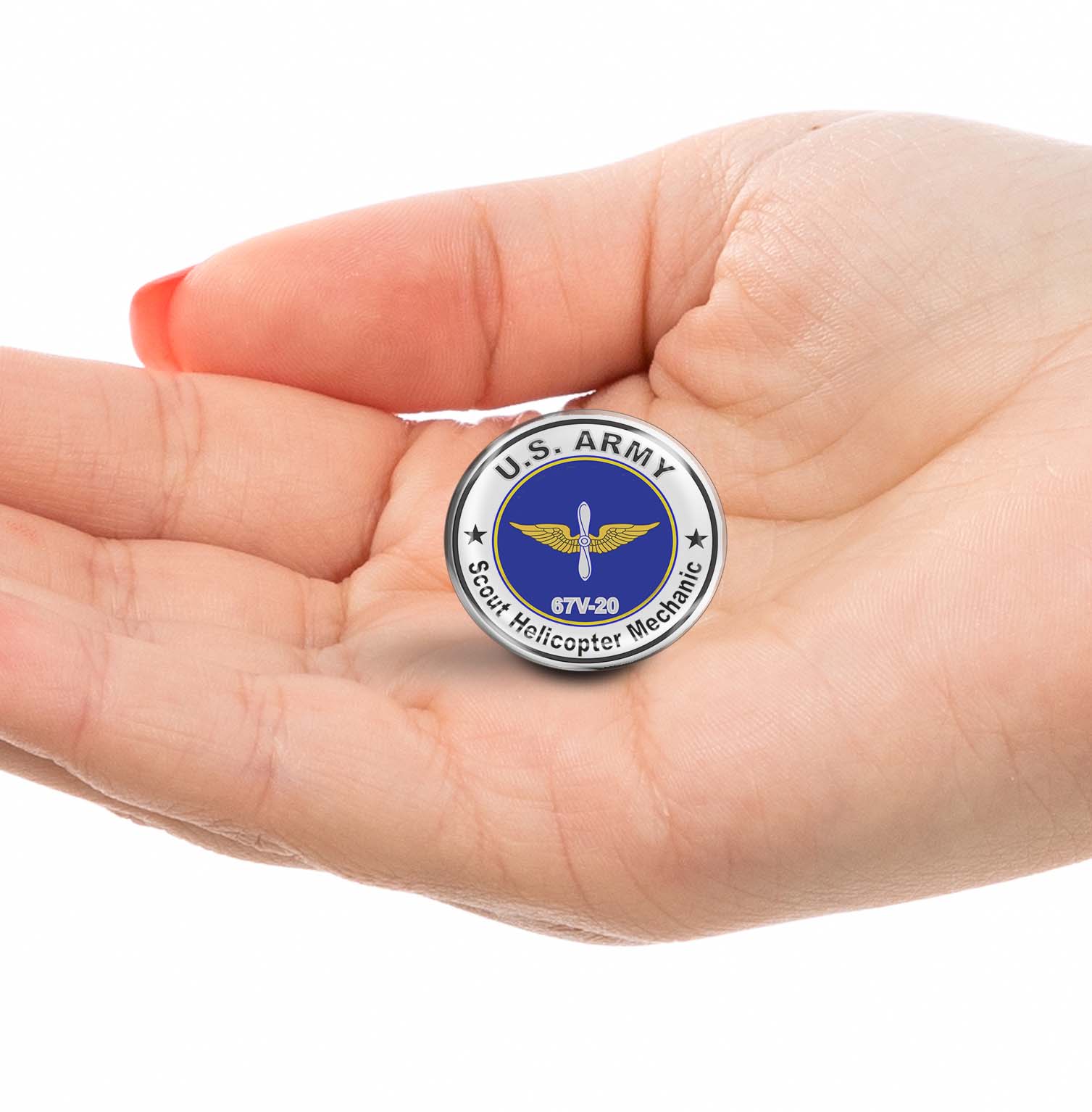 U.S. Army MOS 67V20 Scout Helicopter Mechanic Limited Edition Lapel Pin Exclusive Metal Brooch Badge Accessories For Backpack, Clothes, Hats | Cute Gifts and Collectibles