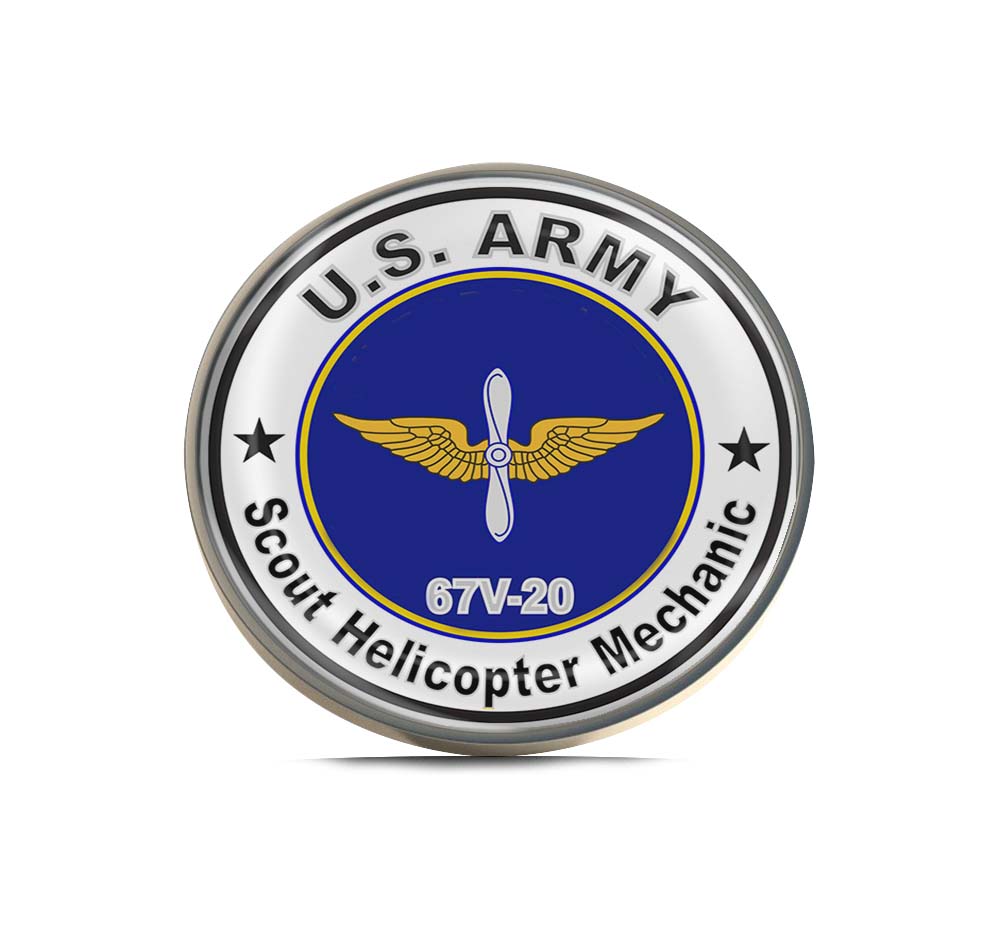 U.S. Army MOS 67V20 Scout Helicopter Mechanic Limited Edition Lapel Pin Exclusive Metal Brooch Badge Accessories For Backpack, Clothes, Hats | Cute Gifts and Collectibles