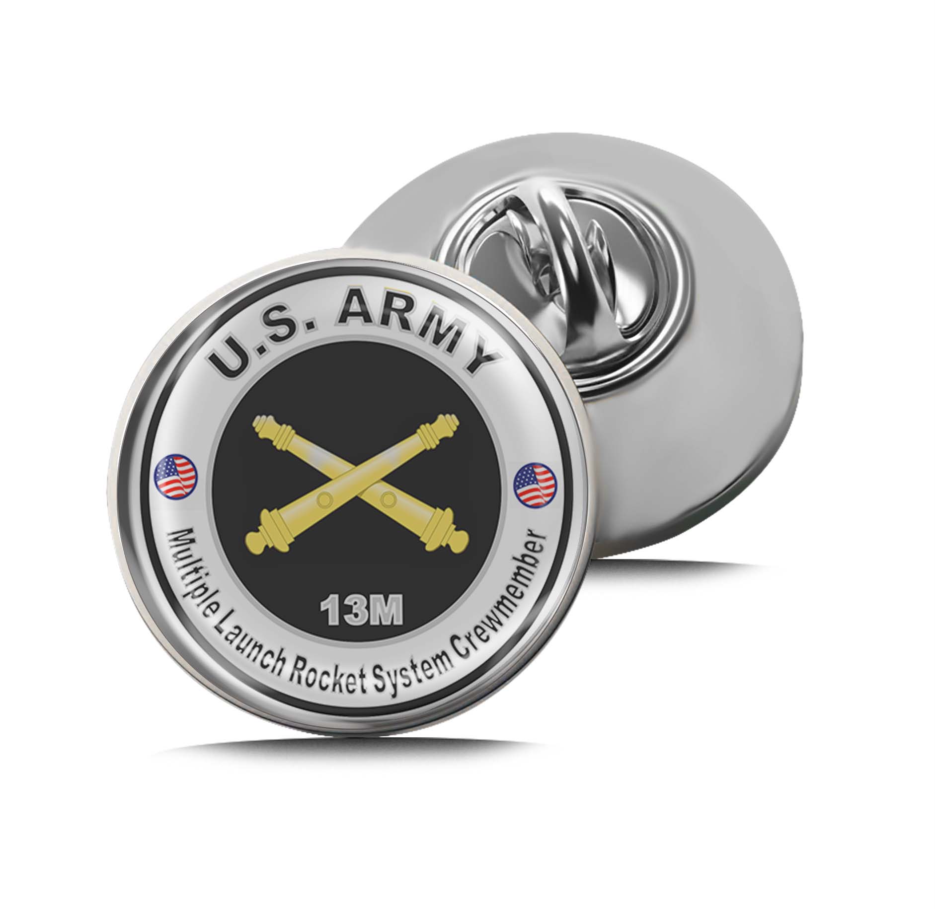 U.S. Army MOS 13M Multiple Launch Rocket System Crewmember Limited Edition Lapel Pin Exclusive Metal Brooch Badge Accessories For Backpack, Clothes, Hats | Cute Gifts and Collectibles