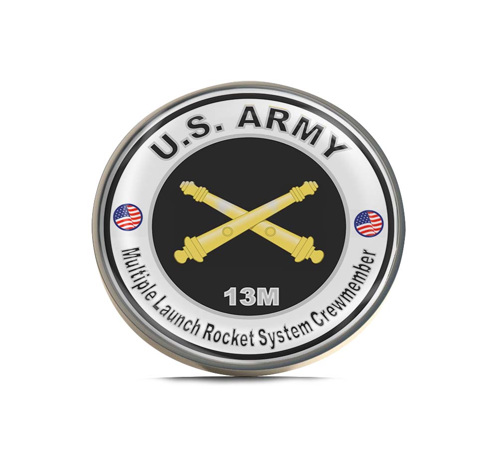 U.S. Army MOS 13M Multiple Launch Rocket System Crewmember Limited Edition Lapel Pin Exclusive Metal Brooch Badge Accessories For Backpack, Clothes, Hats | Cute Gifts and Collectibles