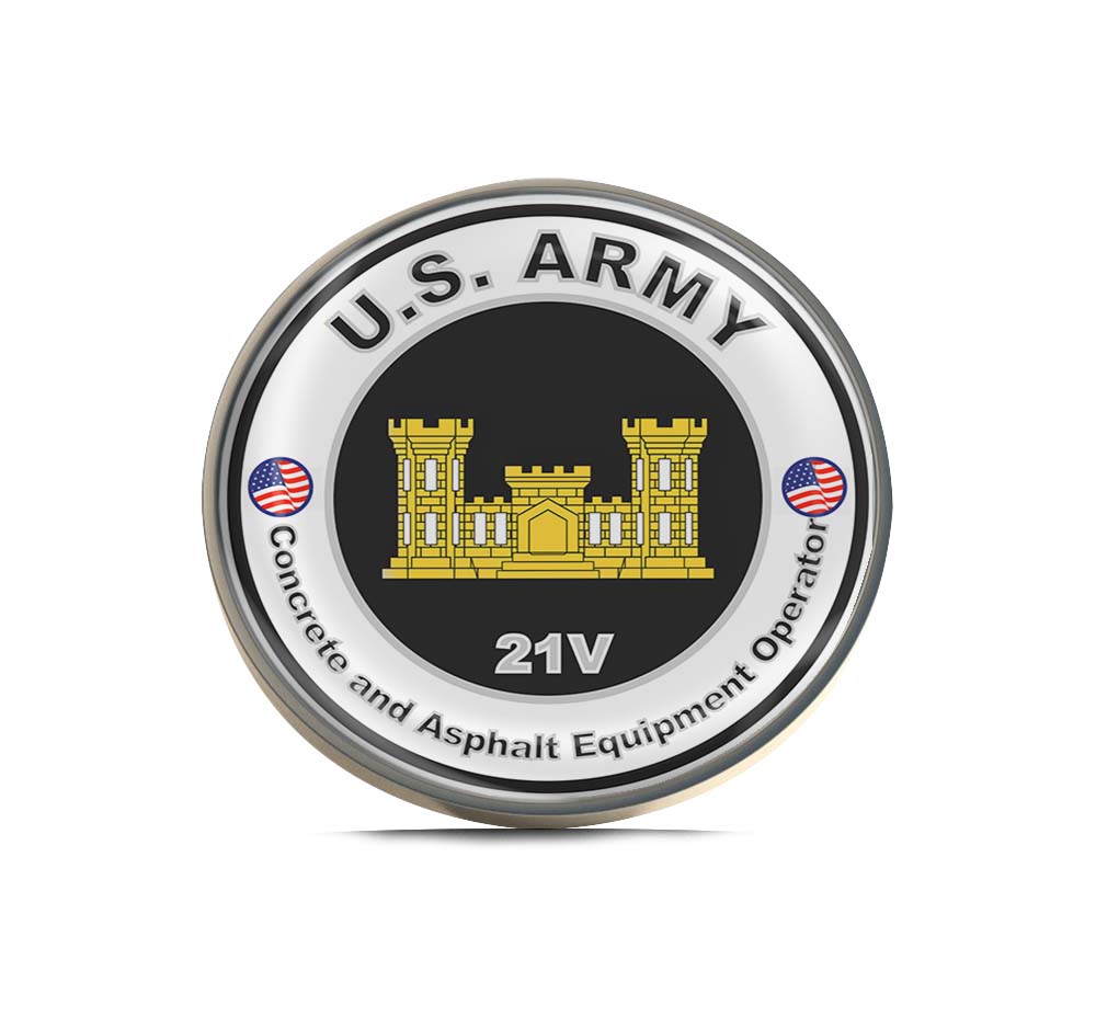 U.S. Army MOS 21V Concrete and Asphault Equipment Operator Limited Edition Lapel Pin Exclusive Metal Brooch Badge Accessories For Backpack, Clothes, Hats | Cute Gifts and Collectibles