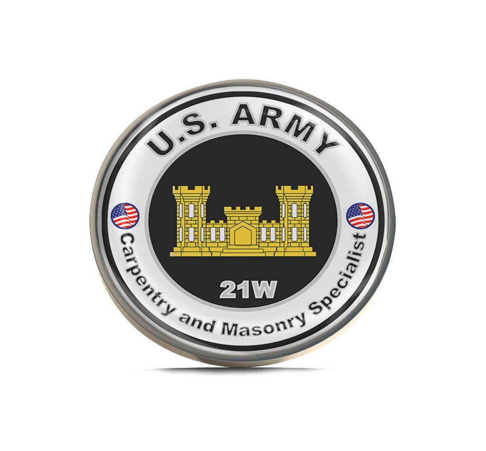 U.S. Army MOS 21W Carpentry and Masonry Specialist Limited Edition Lapel Pin Exclusive Metal Brooch Badge Accessories For Backpack, Clothes, Hats | Cute Gifts and Collectibles
