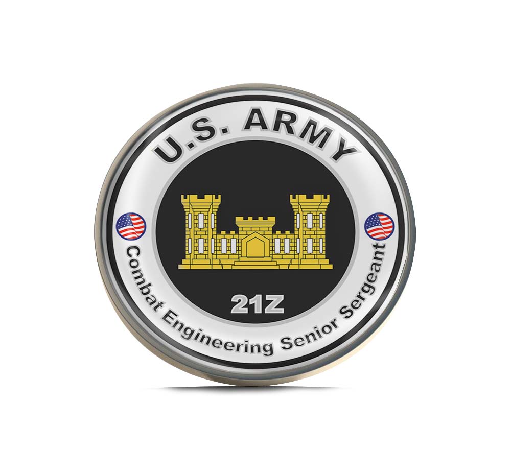 U.S. Army MOS 21Z Combat Engineering Senior Sergeant Limited Edition Lapel Pin Exclusive Metal Brooch Badge Accessories For Backpack, Clothes, Hats | Cute Gifts and Collectibles