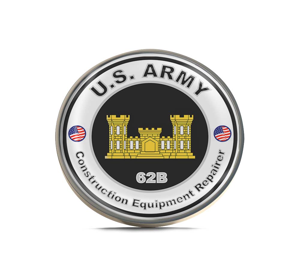U.S. Army MOS 62B Constructions Equipment Repairer Limited Edition Lapel Pin Exclusive Metal Brooch Badge Accessories For Backpack, Clothes, Hats | Cute Gifts and Collectibles
