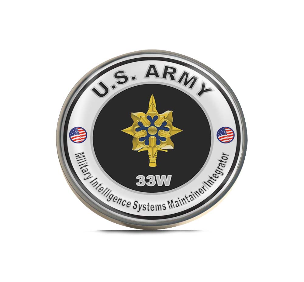 U.S. Army MOS 33W Military Intelligence Systems Maintainer/Integrator Limited Edition Lapel Pin Exclusive Metal Brooch Badge Accessories For Backpack, Clothes, Hats | Cute Gifts and Collectibles