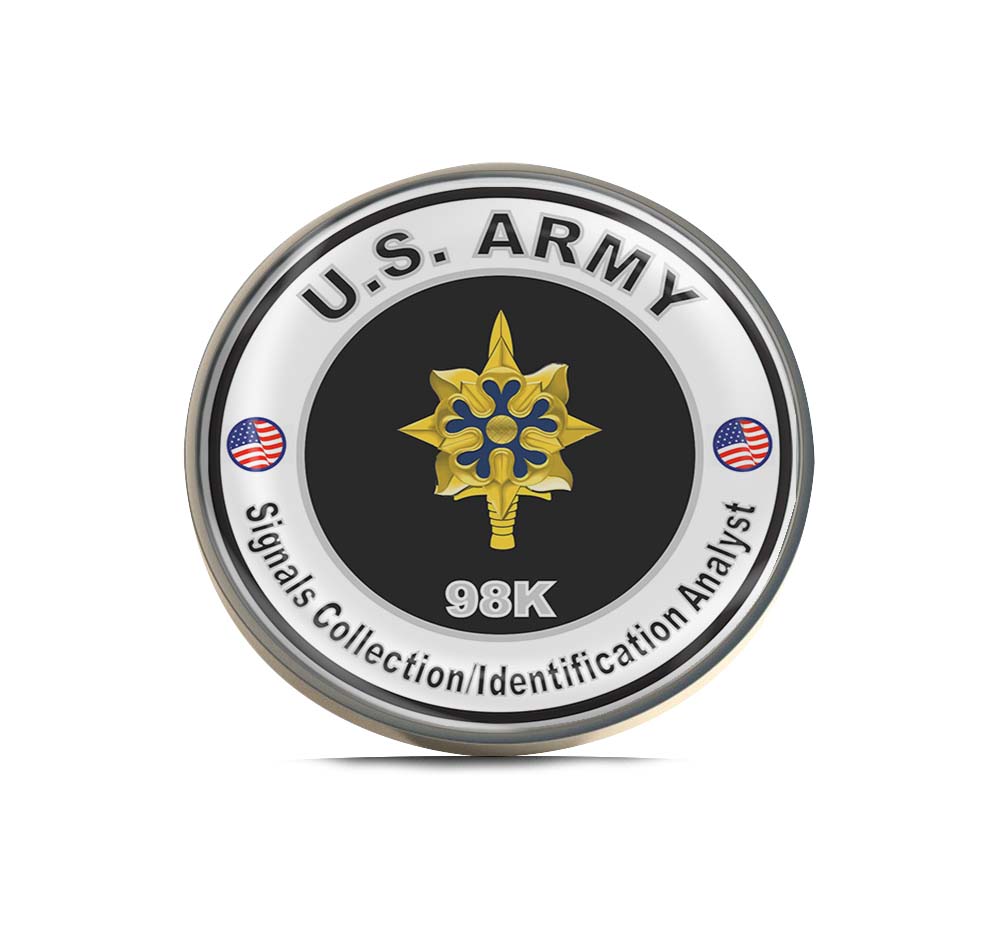 U.S. Army MOS 98K Signals Collection Identification Analyst Limited Edition Lapel Pin Exclusive Metal Brooch Badge Accessories For Backpack, Clothes, Hats | Cute Gifts and Collectibles