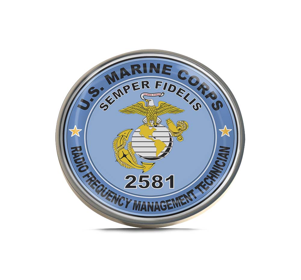 U.S.M.C. MOS 2581 Radio Frequency Management Technician Limited Edition Lapel Pin Exclusive Metal Brooch Badge Accessories For Backpack, Clothes, Hats | Cute Gifts and Collectibles