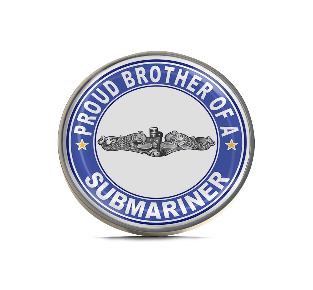 Proud Brother of a Submariner Silver Dolphins Round Limited Edition Lapel Pin Exclusive Metal Brooch Badge Accessories For Backpack, Clothes, Hats | Cute Gifts and Collectibles