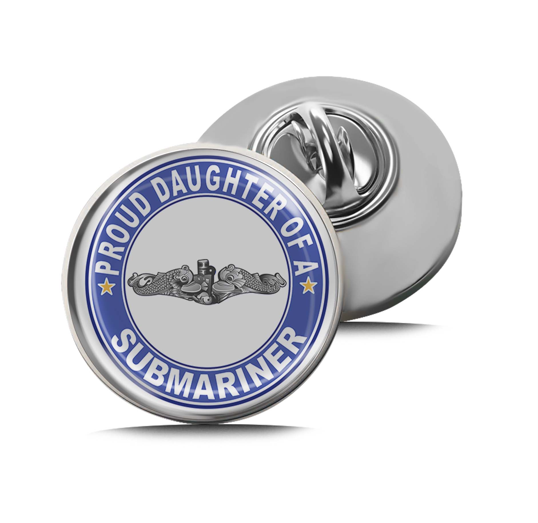 Proud Daughter of a Submariner Silver Dolphins Round Limited Edition Lapel Pin Exclusive Metal Brooch Badge Accessories For Backpack, Clothes, Hats | Cute Gifts and Collectibles