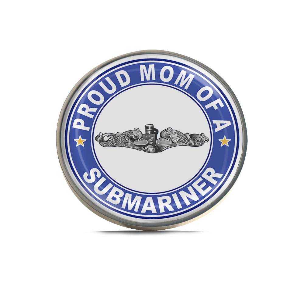 Proud Mom of a Submariner Silver Dolphins Round Limited Edition Lapel Pin Exclusive Metal Brooch Badge Accessories For Backpack, Clothes, Hats | Cute Gifts and Collectibles