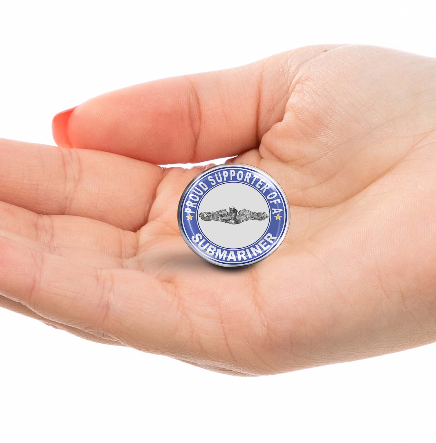 Proud Supporter of a Submariner Silver Dolphins Round Limited Edition Lapel Pin Exclusive Metal Brooch Badge Accessories For Backpack, Clothes, Hats | Cute Gifts and Collectibles