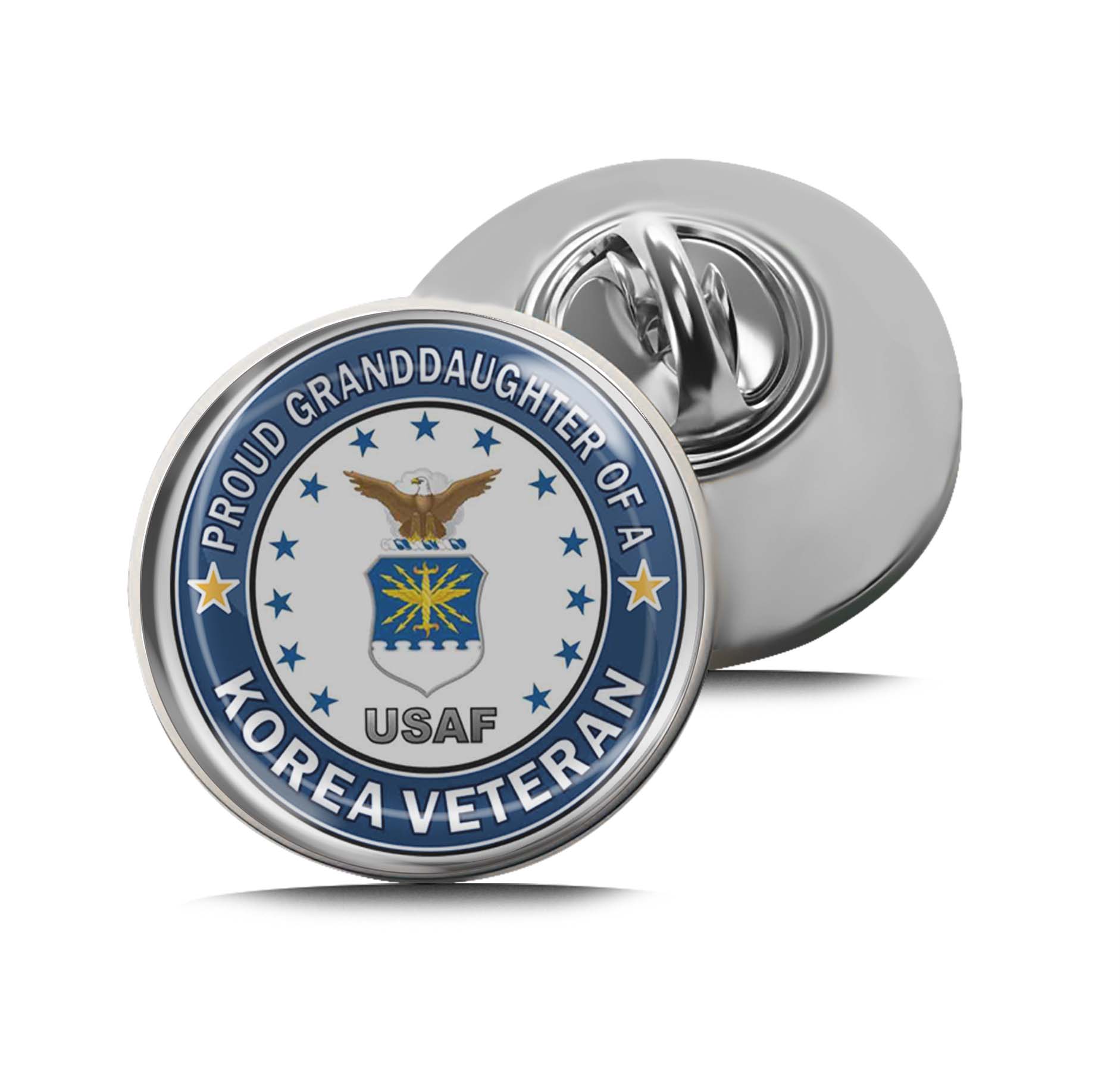 U.S. Air Force Proud Granddaughter of a Korea Veteran Limited Edition Lapel Pin Exclusive Metal Brooch Badge Accessories For Backpack, Clothes, Hats | Cute Gifts and Collectibles