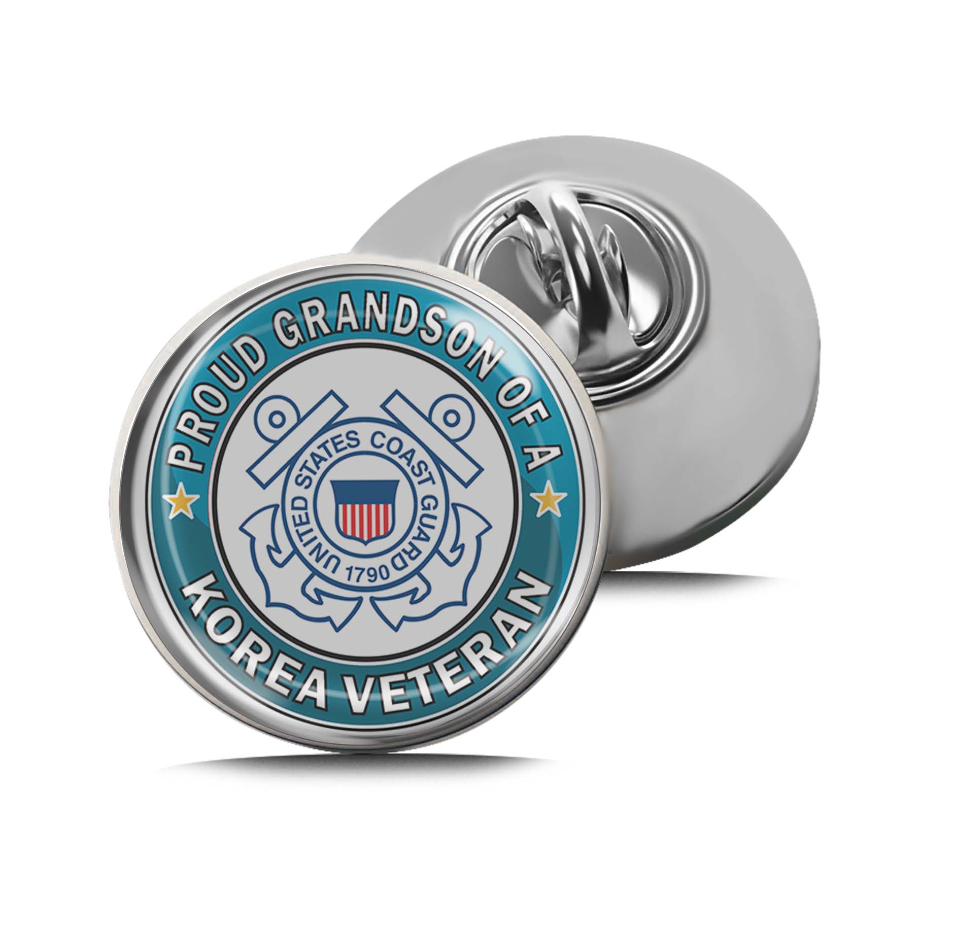 U.S. Coast Guard Proud Grandson of a Korea Veteran Limited Edition Lapel Pin Exclusive Metal Brooch Badge Accessories For Backpack, Clothes, Hats | Cute Gifts and Collectibles