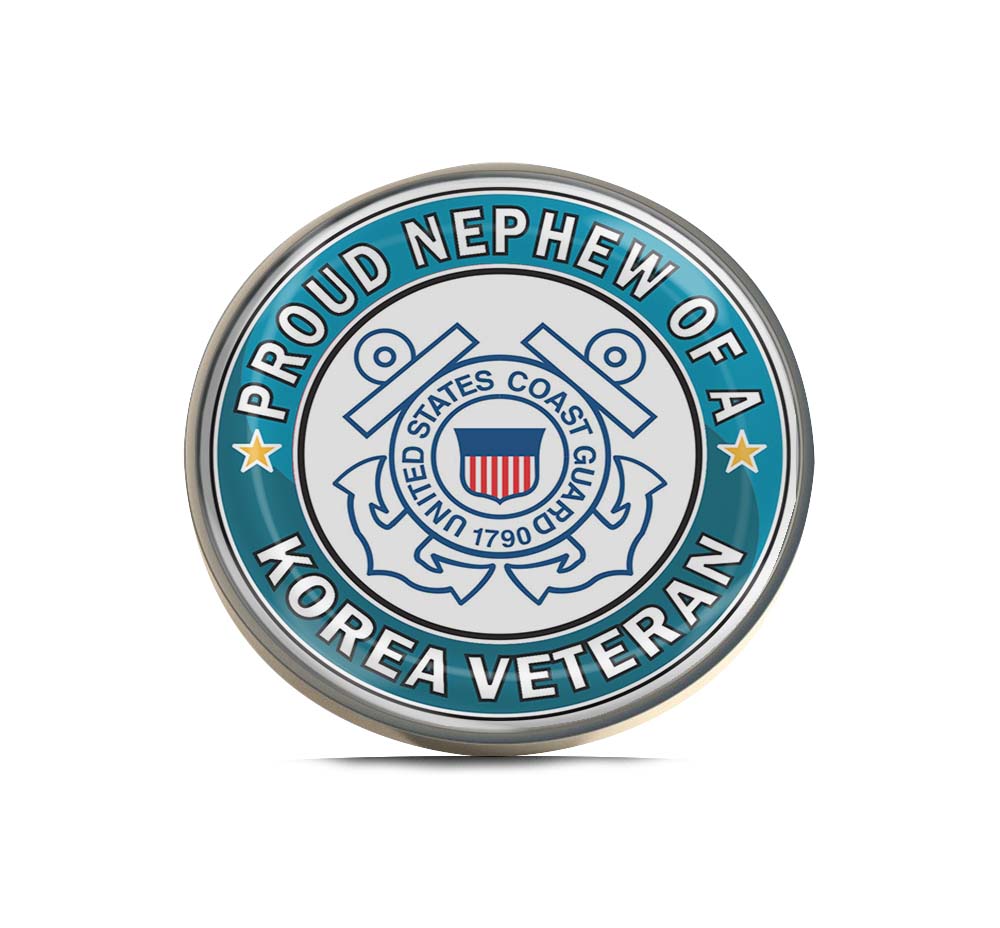 U.S. Coast Guard Proud Nephew of a Korea Veteran Limited Edition Lapel Pin Exclusive Metal Brooch Badge Accessories For Backpack, Clothes, Hats | Cute Gifts and Collectibles