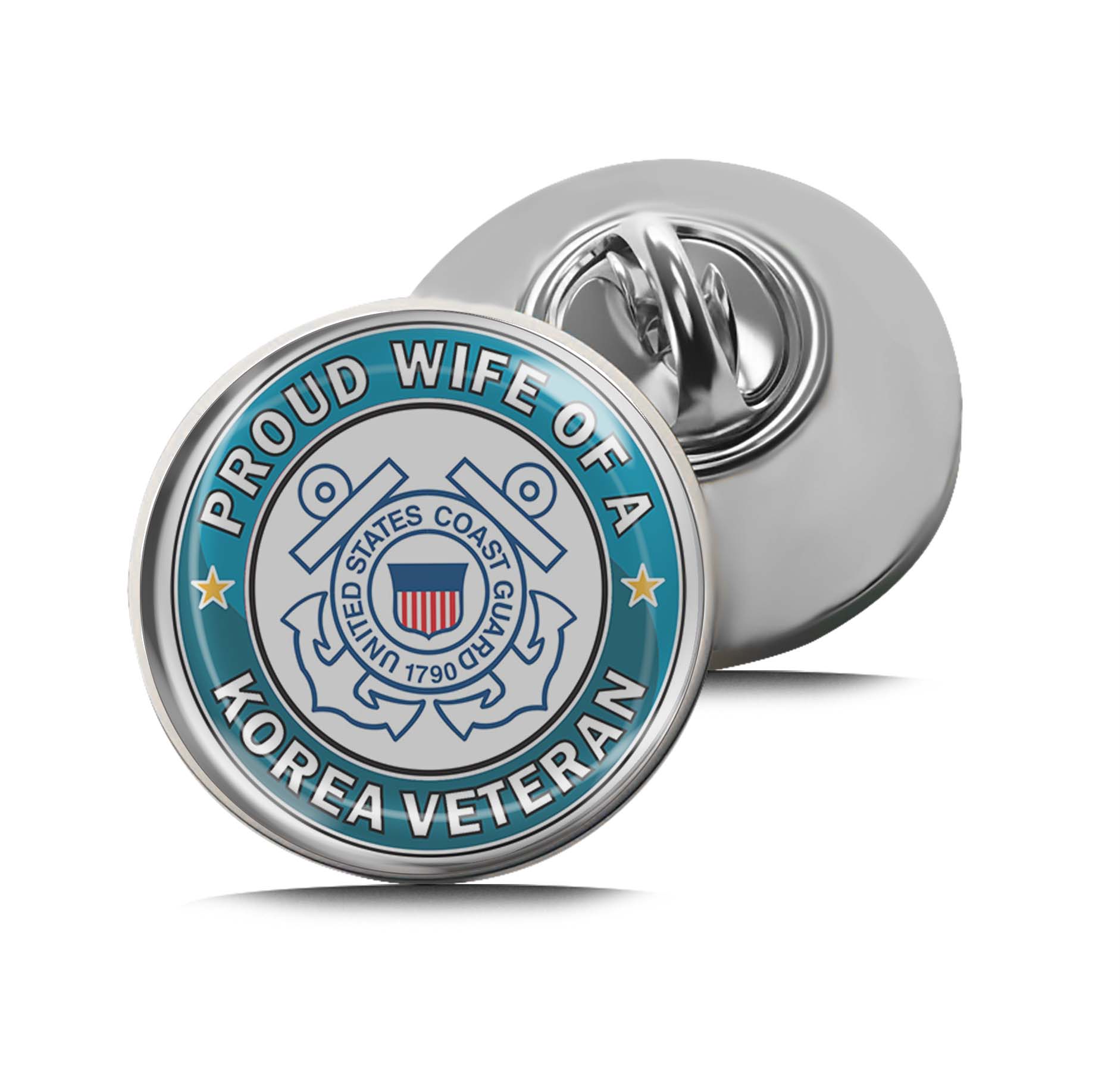 U.S. Coast Guard Proud Wife of a Korea Veteran Limited Edition Lapel Pin Exclusive Metal Brooch Badge Accessories For Backpack, Clothes, Hats | Cute Gifts and Collectibles