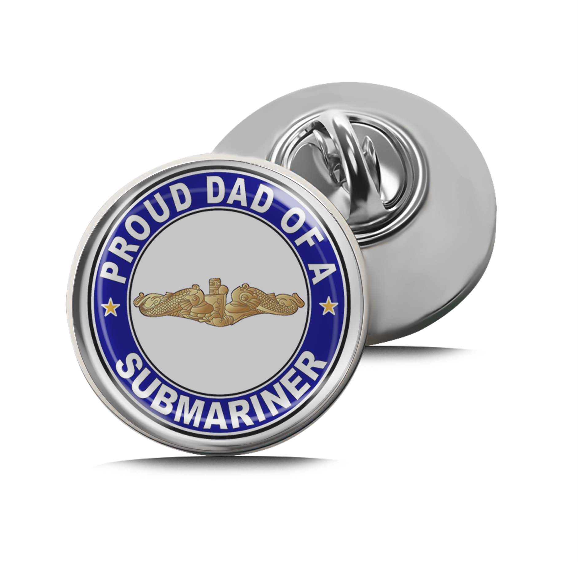 Proud Dad of a Submariner Gold Dolphins Limited Edition Lapel Pin Exclusive Metal Brooch Badge Accessories For Backpack, Clothes, Hats | Cute Gifts and Collectibles