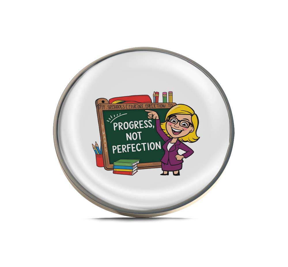 "Progress, Not Perfection" Quote Limited Edition Lapel Pin Exclusive Metal Brooch Badge Accessories For Backpack, Clothes, Hats | Cute Gifts and Collectibles
