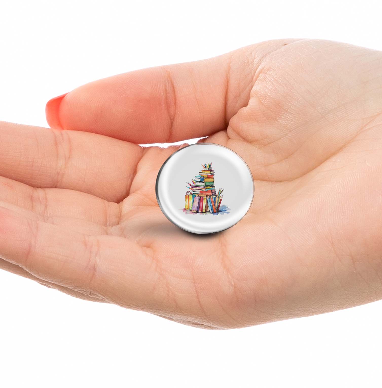 Stack of colorful pencils and books Limited Edition Lapel Pin Exclusive Metal Brooch Badge Accessories For Backpack, Clothes, Hats | Cute Gifts and Collectibles
