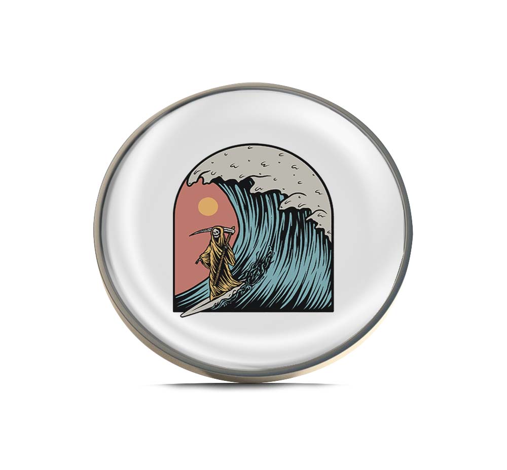Grim Reaper Surfing Limited Edition Lapel Pin Exclusive Metal Brooch Badge Accessories For Backpack, Clothes, Hats | Cute Gifts and Collectibles