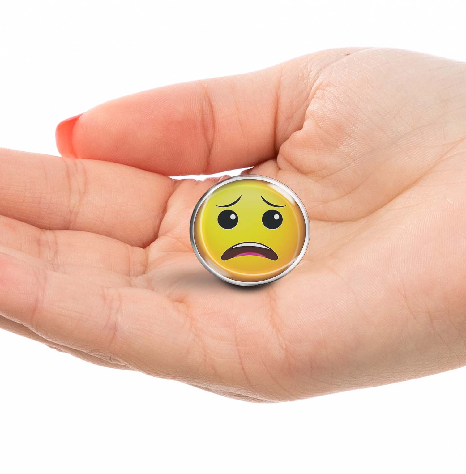 Pleading face emoji Limited Edition Lapel Pin Exclusive Metal Brooch Badge Accessories For Backpack, Clothes, Hats | Cute Gifts and Collectibles